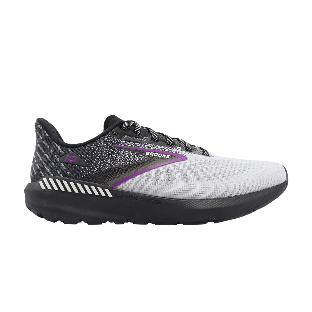 Pre-owned Brooks Wmns Launch Gts 10 Wide 'black White Violet' In Grey