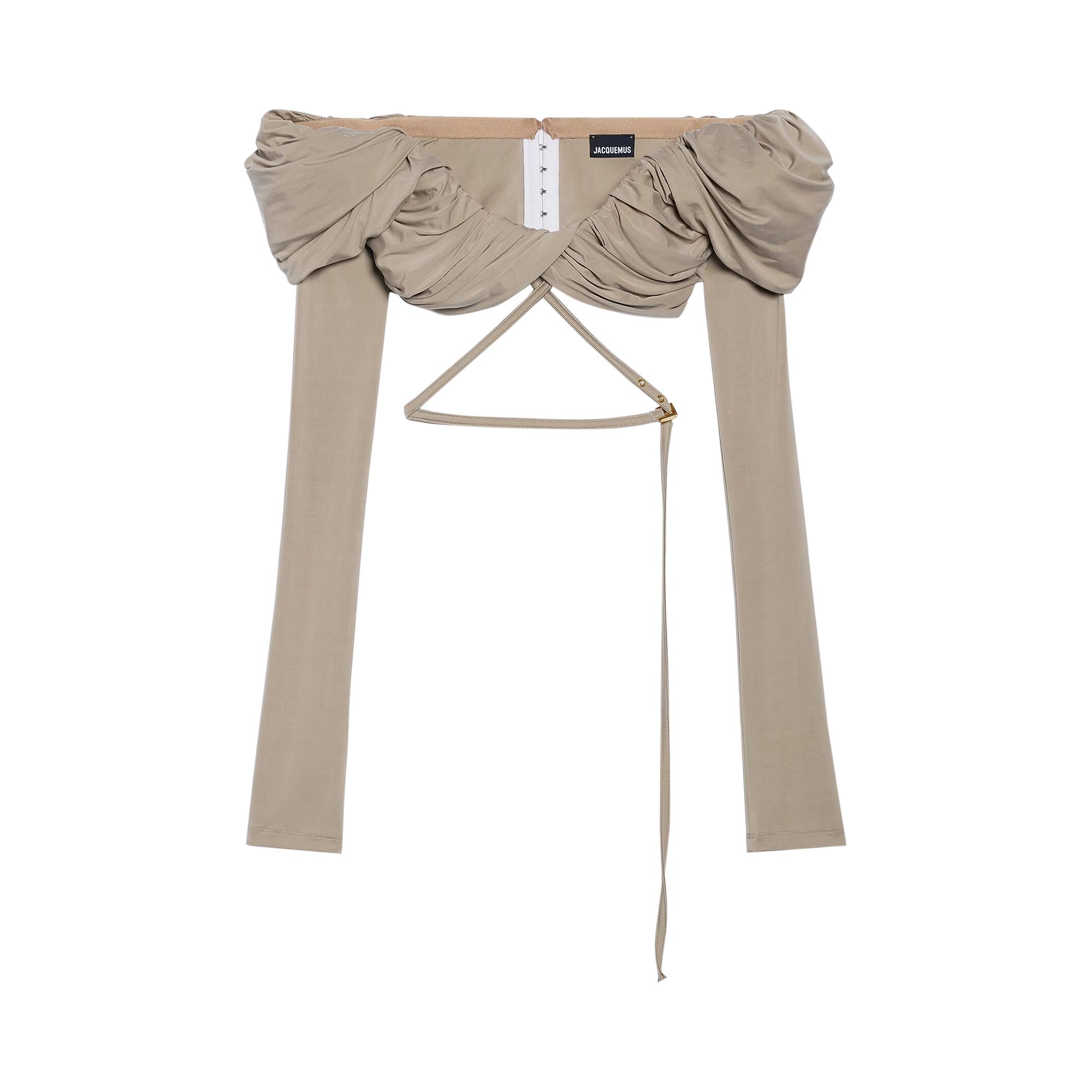 Pre-owned Jacquemus Le Haut Spalla Crop Top 'light Khaki' In Tan