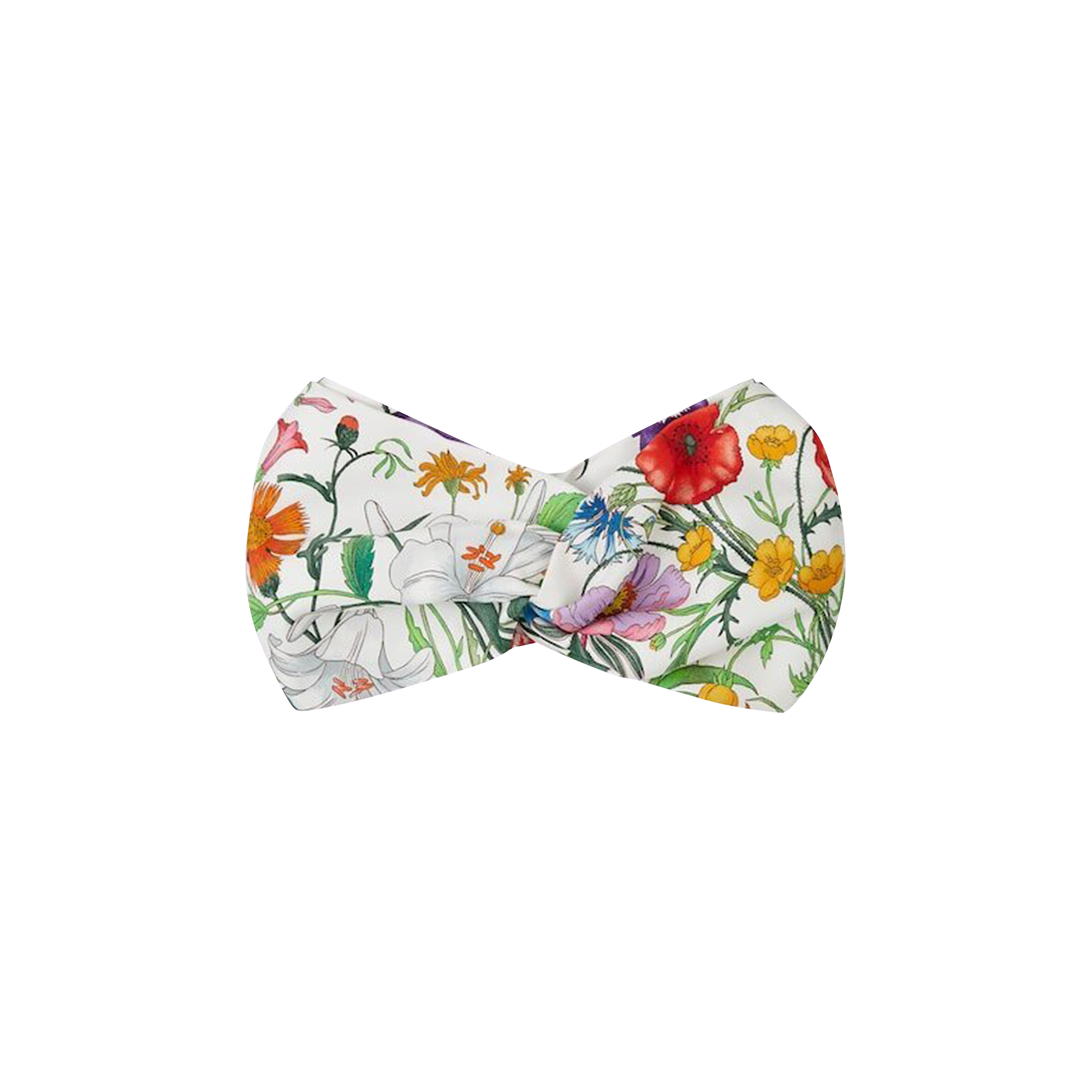 Pre-owned Gucci Flora Print Silk Headband 'white/multicolor'