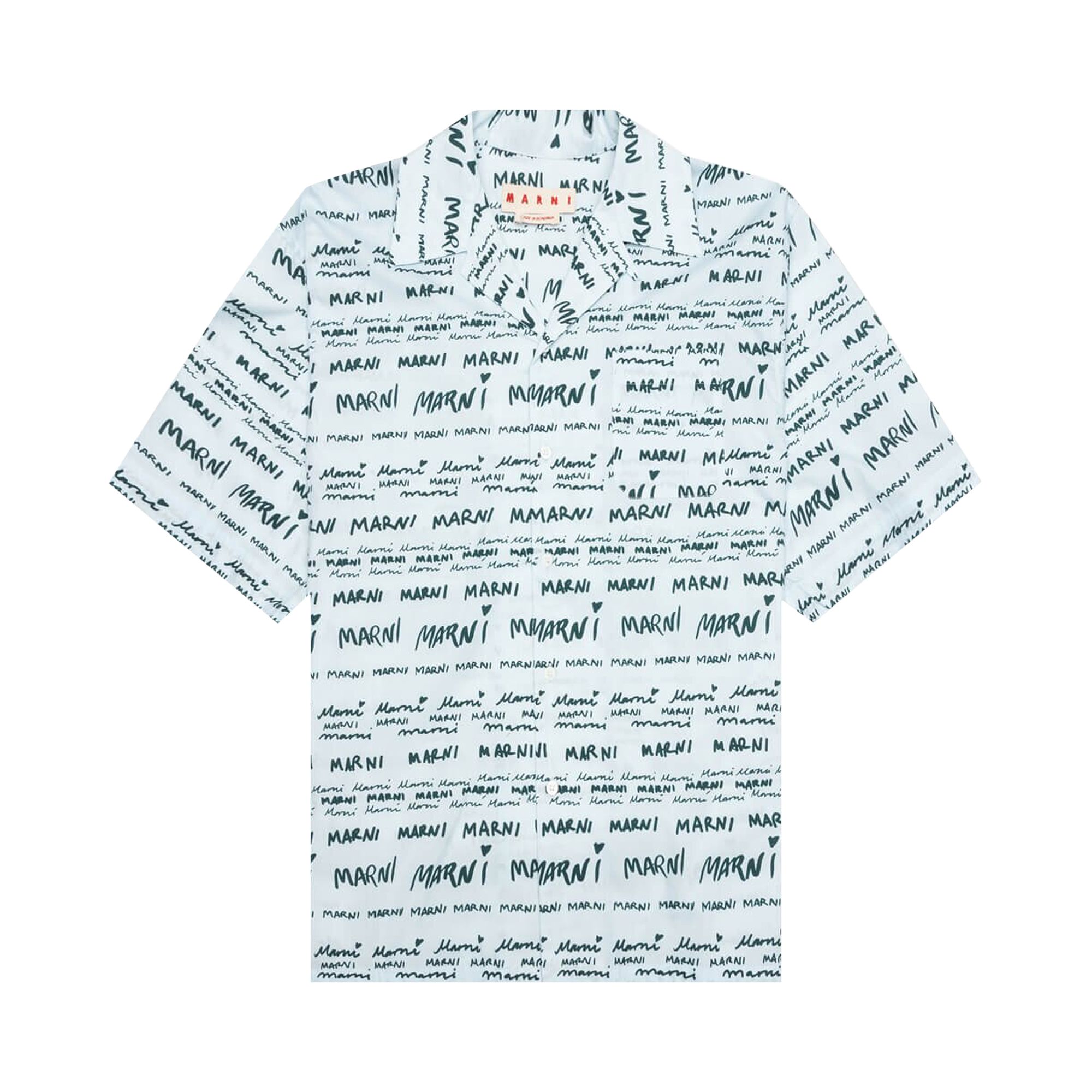 Pre-owned Marni Popeline Short-sleeve Bowling Shirt 'arctic' | Blue | Men's Size 52