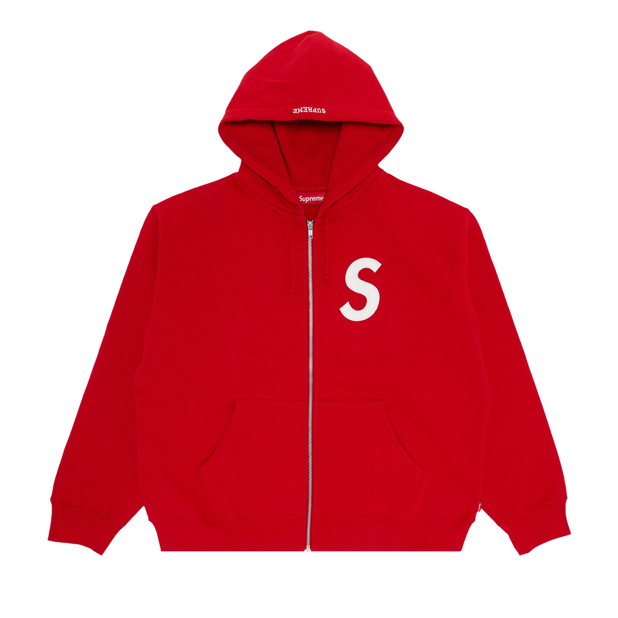 Supreme S Logo Zip Up Hooded Sweatshirt 'Red' | Men's Size XL