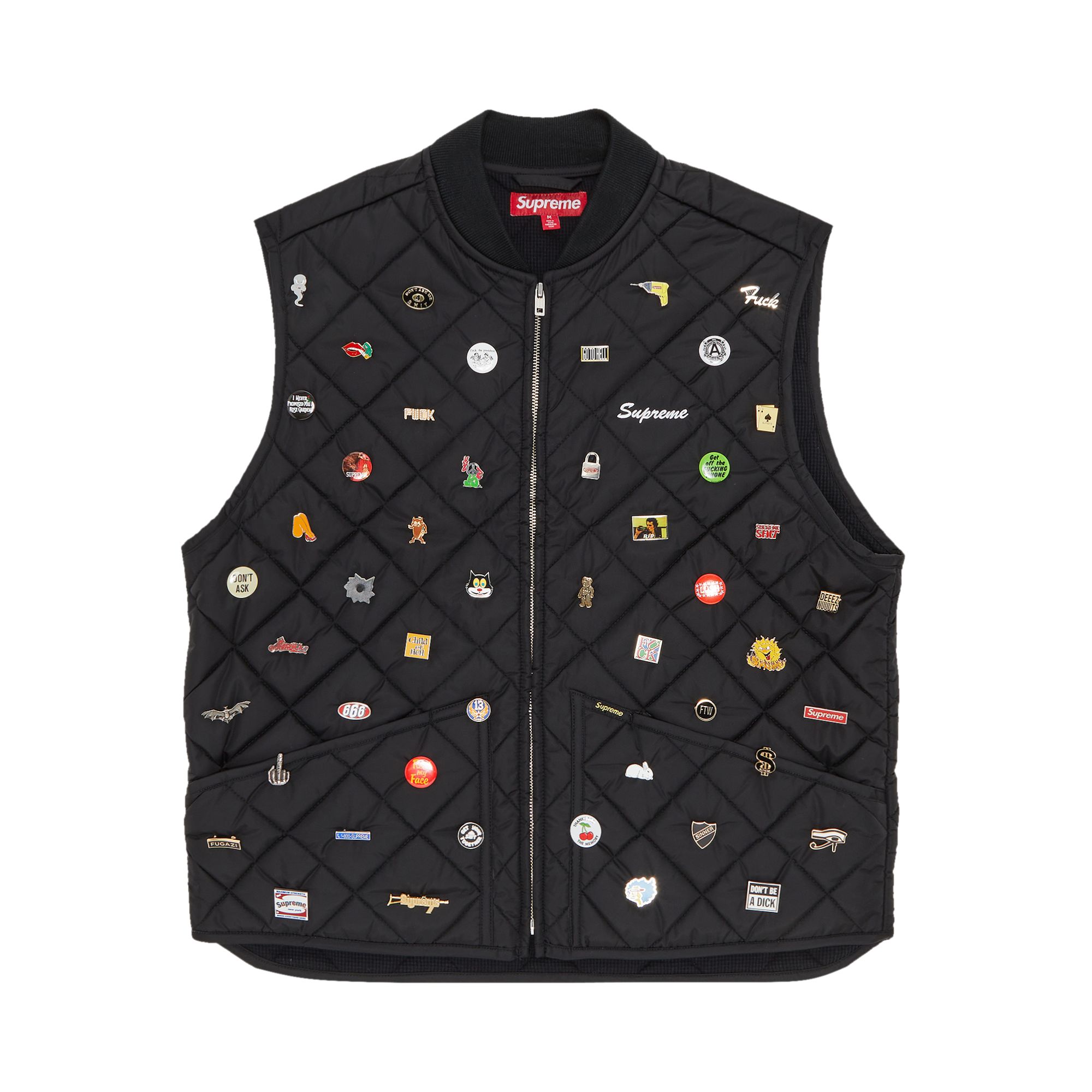 Supreme Pins Quilted Work Vest 'Black' | Men's Size L