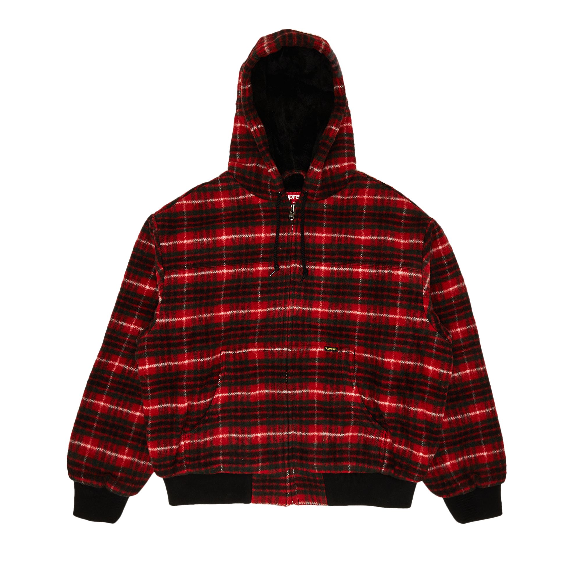 Supreme Plaid Wool Hooded Work Jacket 'Red' | Men's Size 2XL