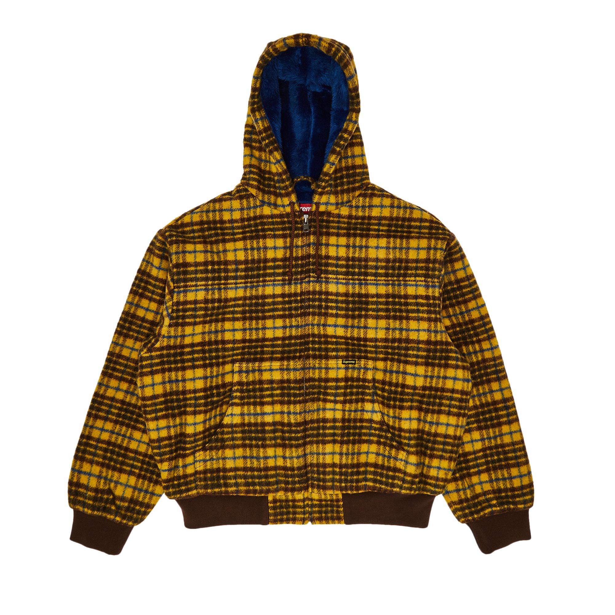 Supreme Plaid Wool Hooded Work Jacket 'Brown' | Men's Size M