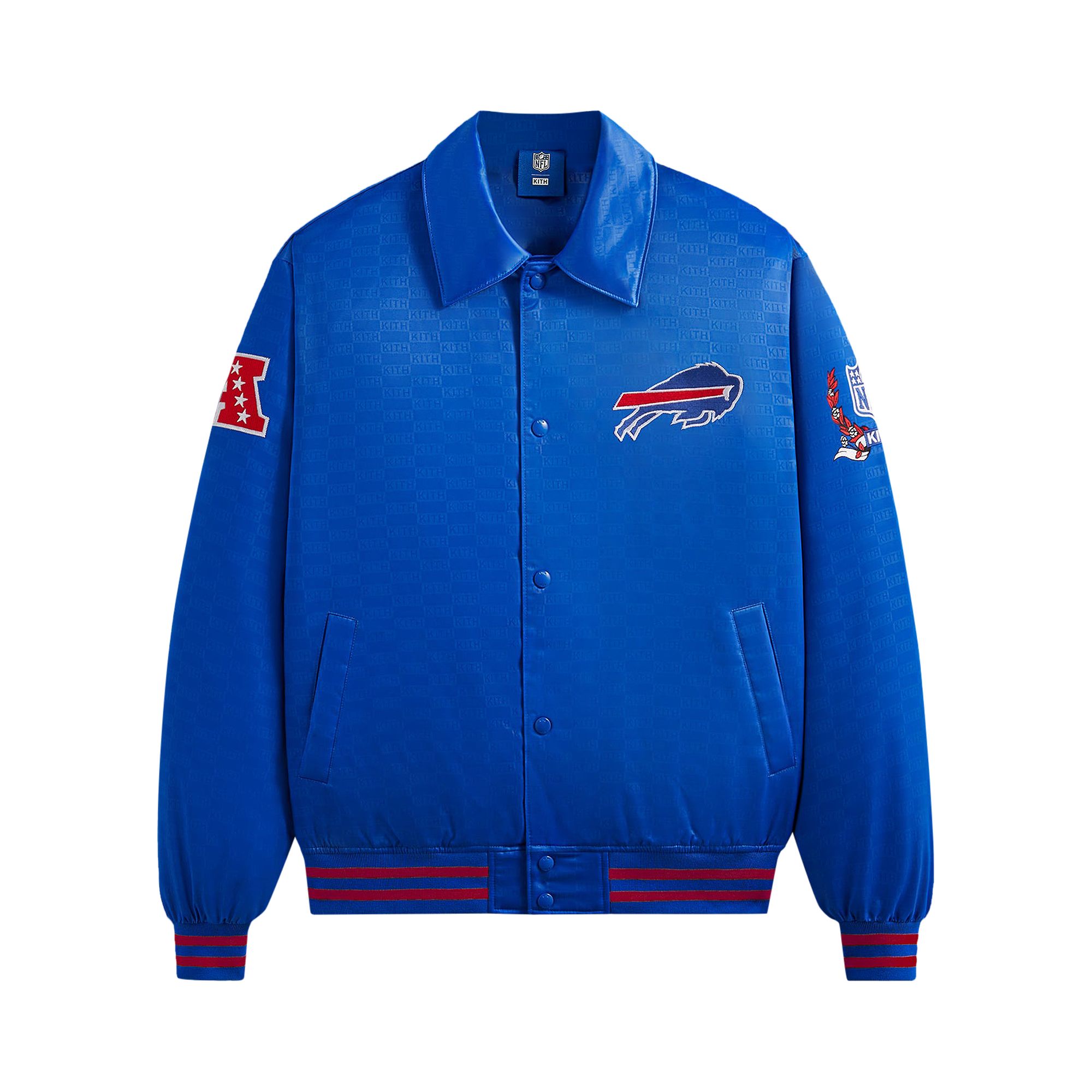 Kith For The NFL: Bills Satin Bomber Jacket 'Cyclone' | Blue | Men's Size XL