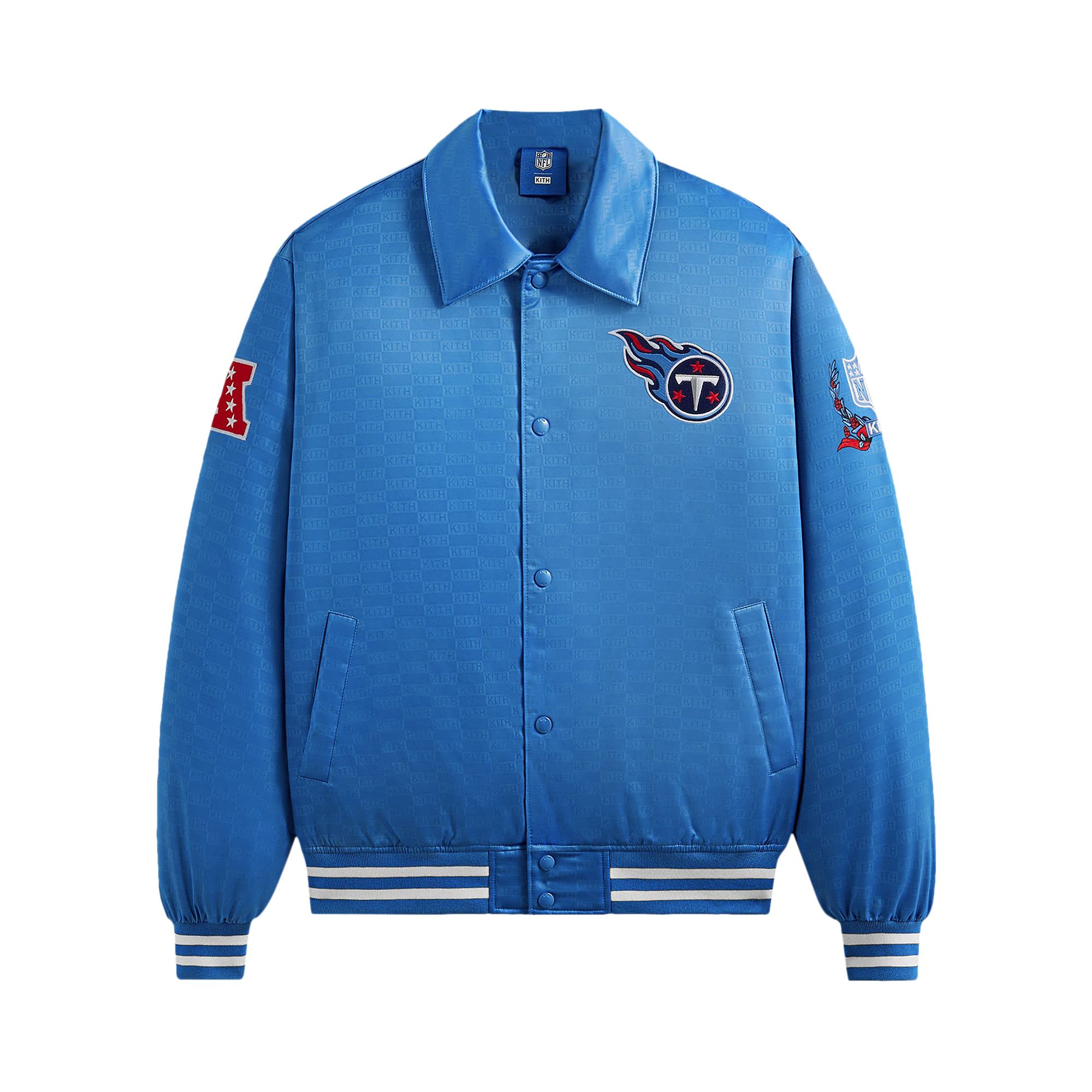 Kith For The NFL: Titans Satin Bomber Jacket 'Ato' | Blue | Men's Size XL