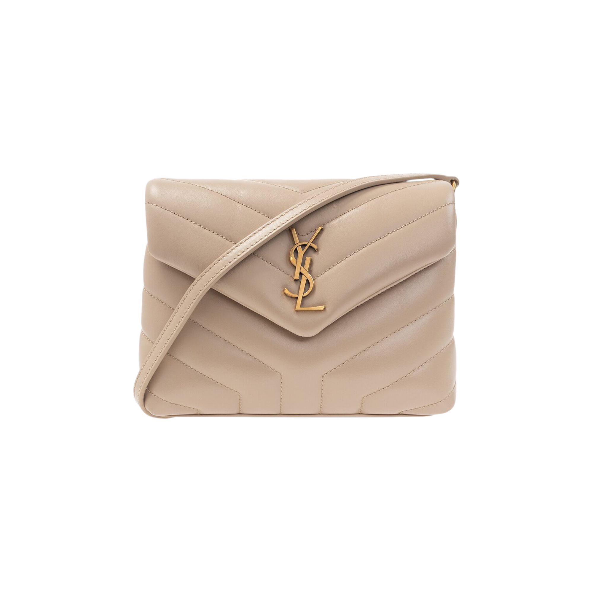 Pre-owned Saint Laurent Loulou Shoulder Bag 'dark Beige' In Tan