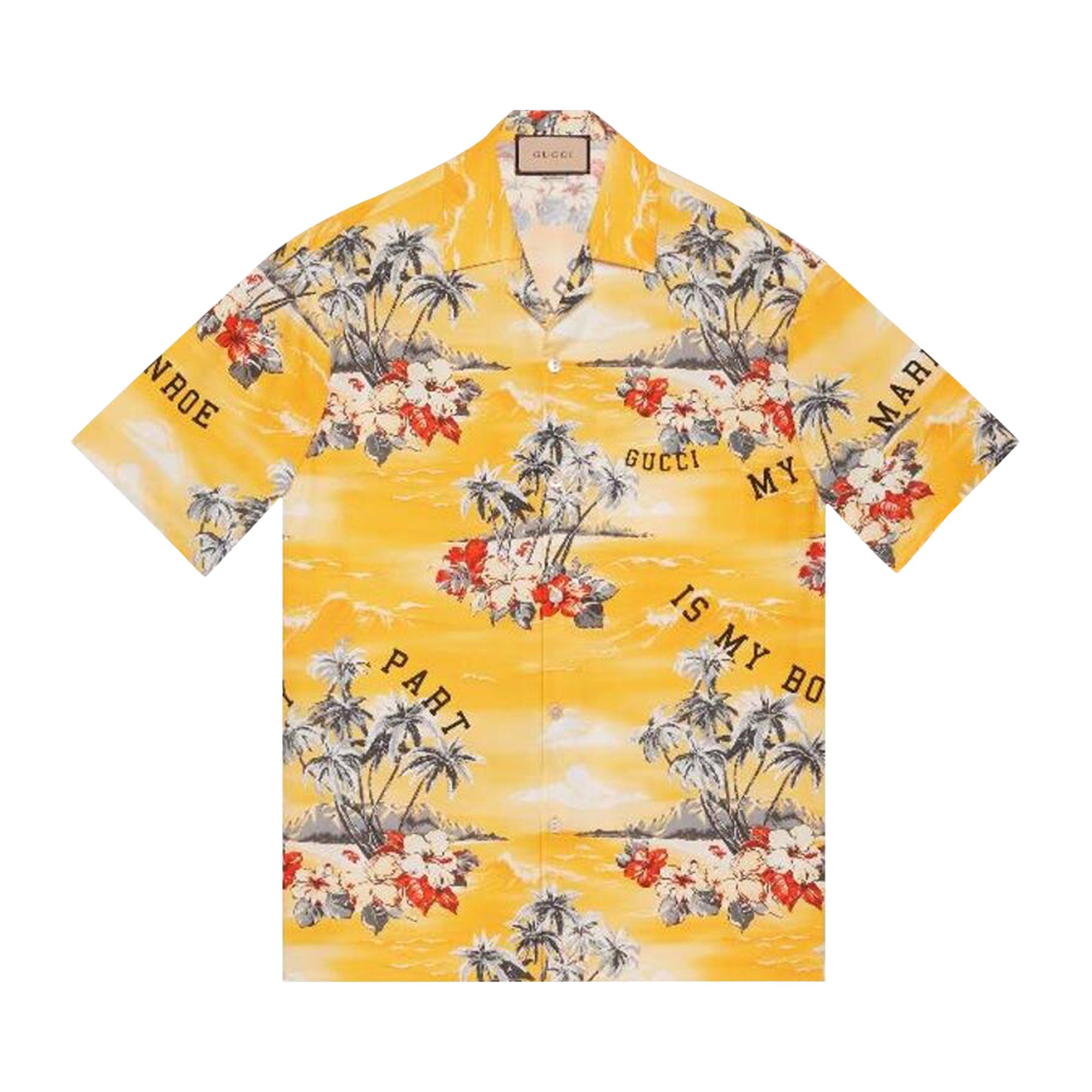 Pre-owned Gucci Printed Bowling Shirt 'yellow/red' | Men's Size 44