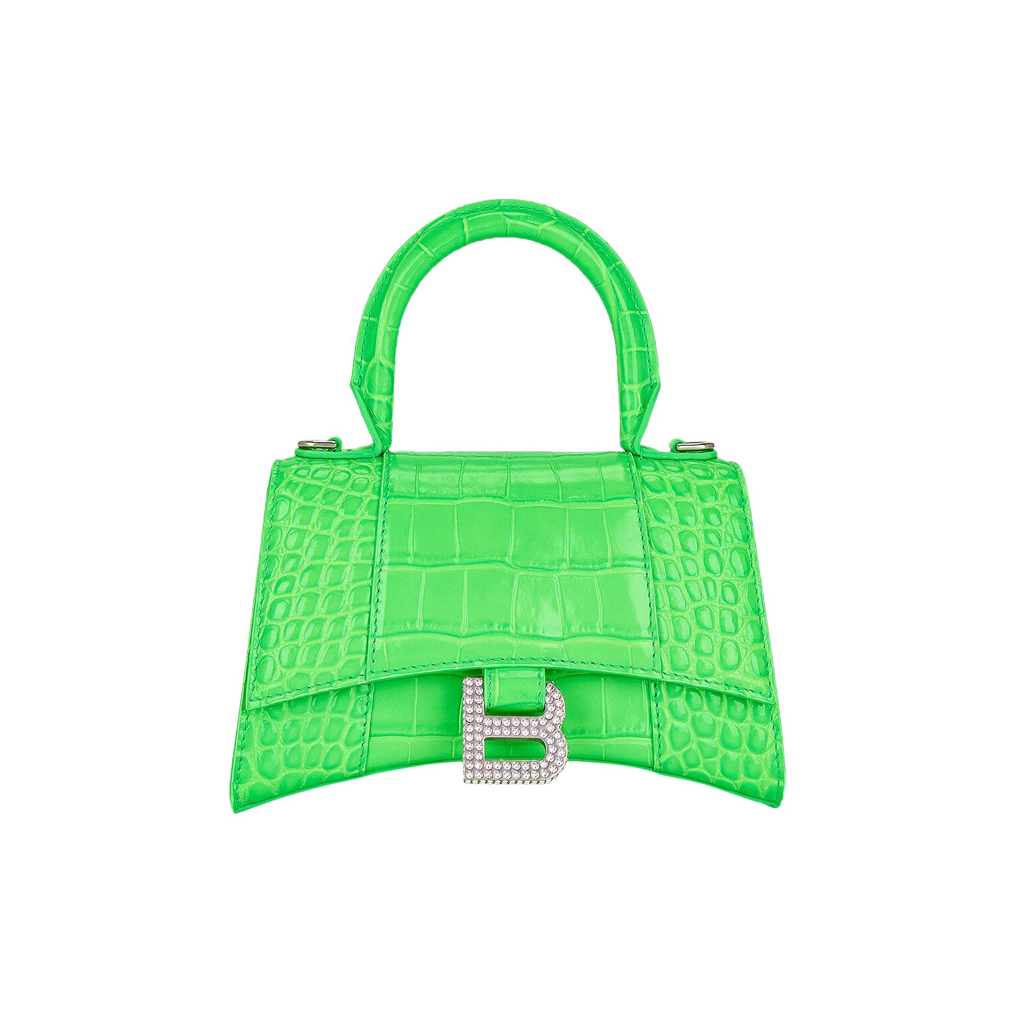 Pre-owned Balenciaga Xs Hourglass Top Handle Bag 'fluo Green'