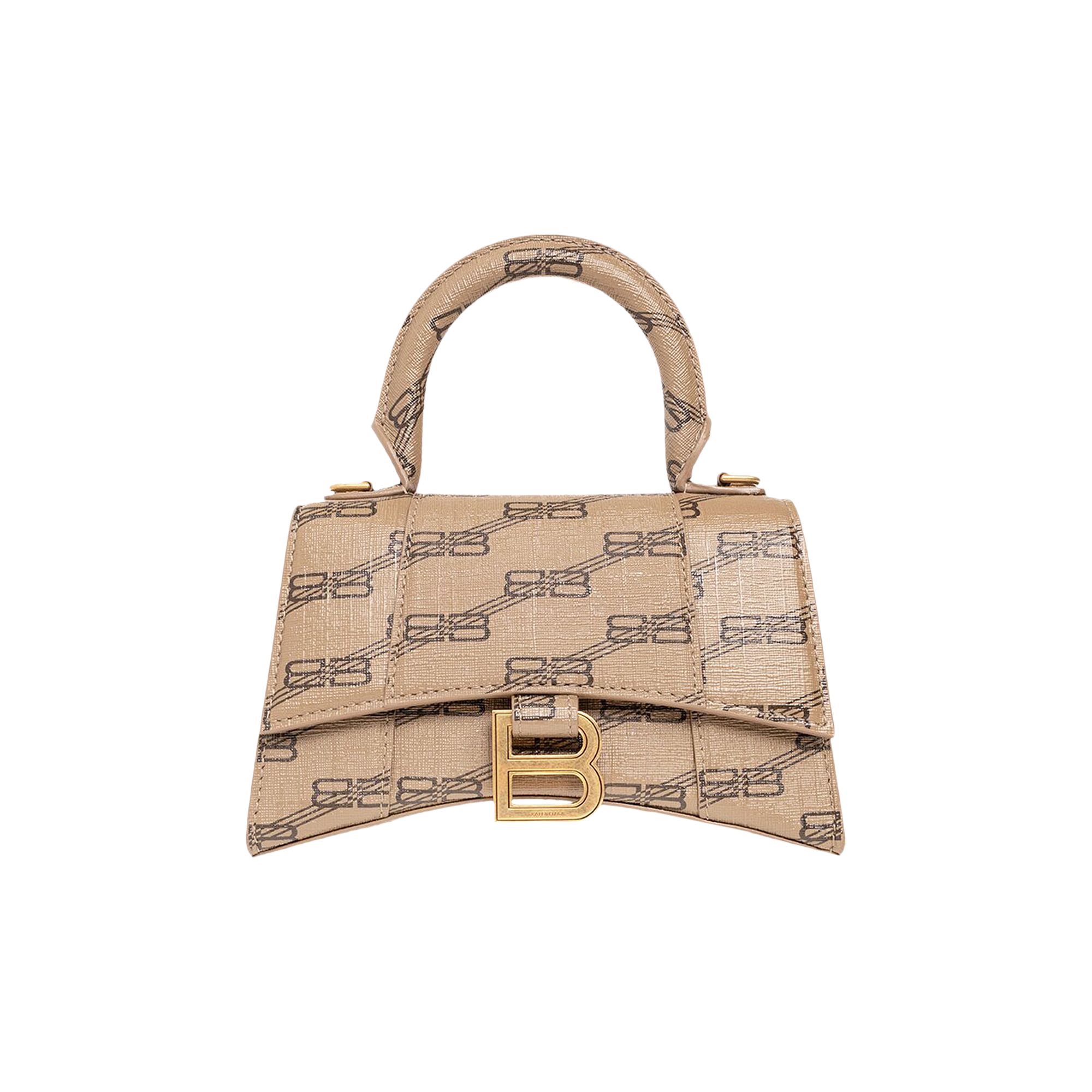 Pre-owned Balenciaga Hourglass Xs Shoulder Bag 'beige/brown' In Tan