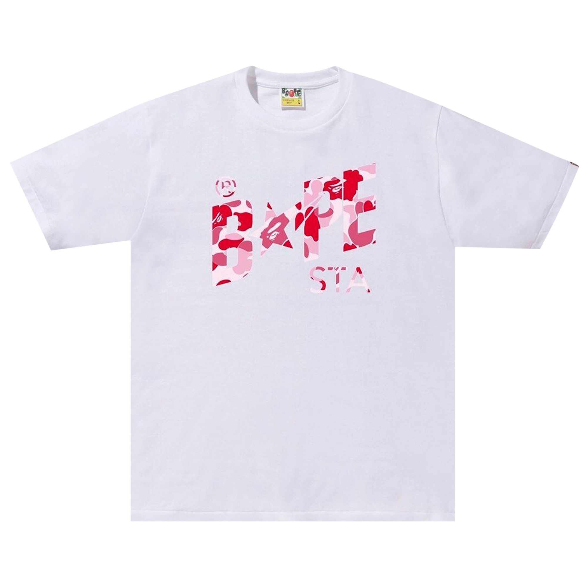 Pre-owned Bape Abc Camo Sta Logo Tee 'white/pink' | Men's Size Xl