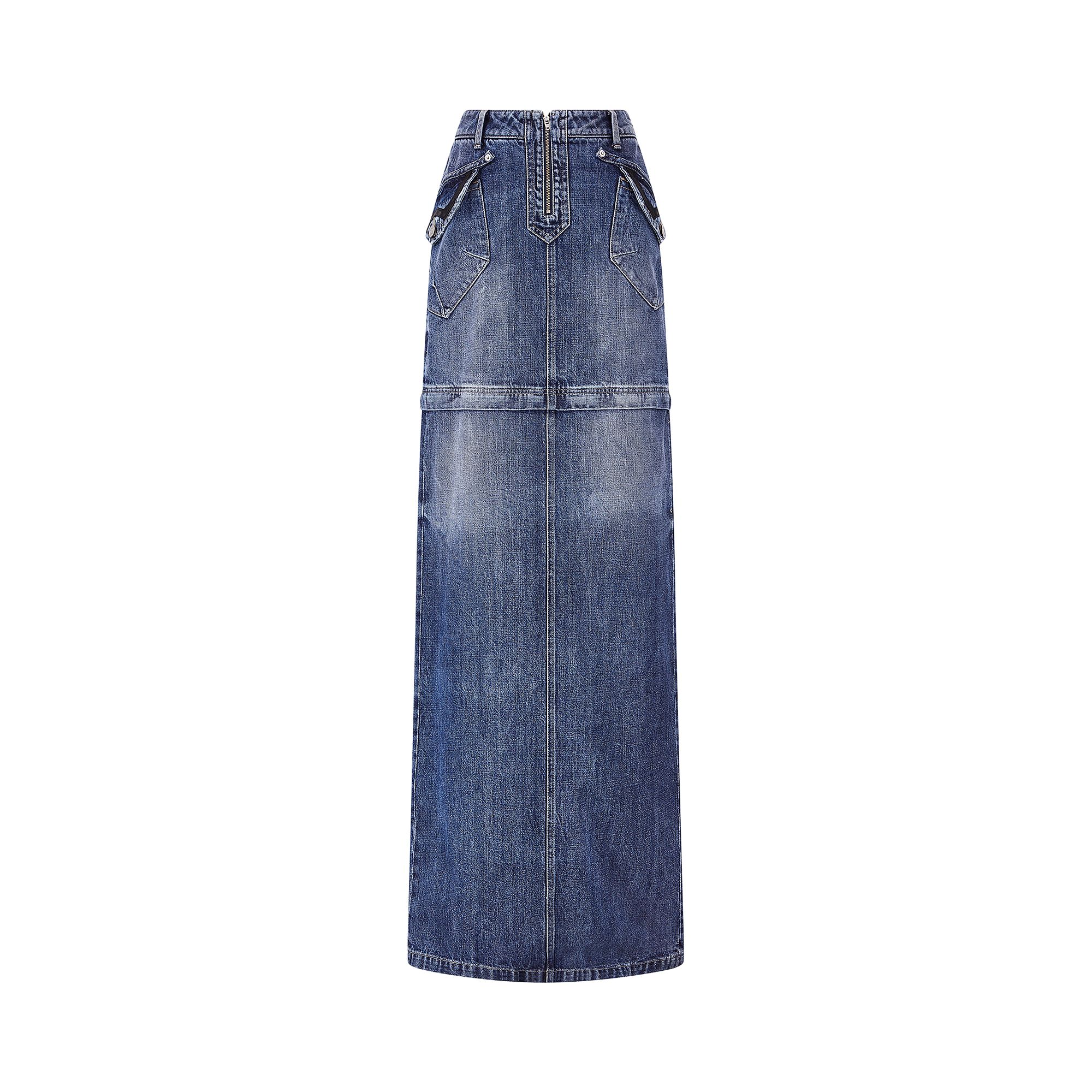 Pre-owned Martine Rose Zip Off Denim Skirt 'noughties Wash' | Blue | Women's Size M