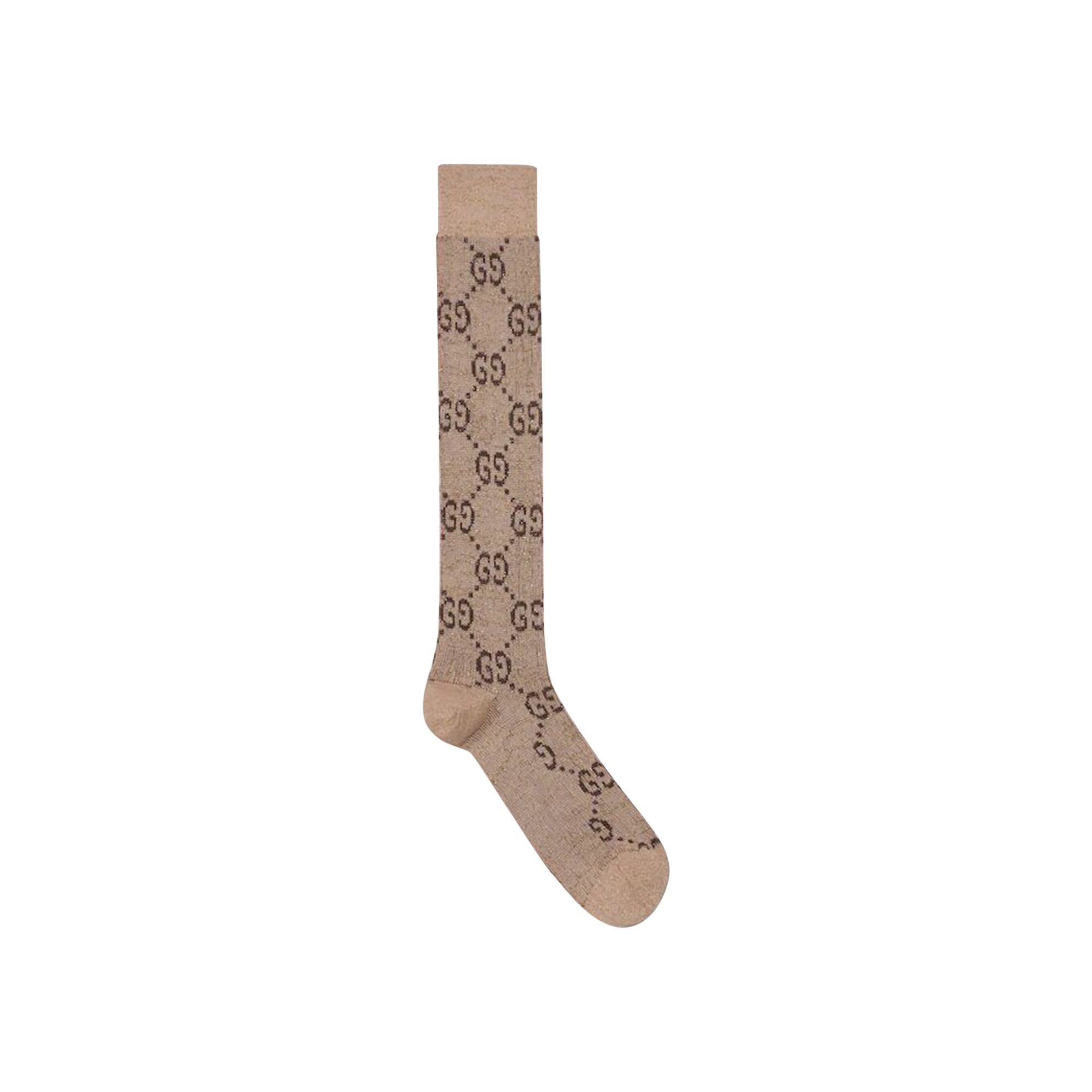 Gucci Lamé GG Socks 'Beige' | Tan | Women's Size M