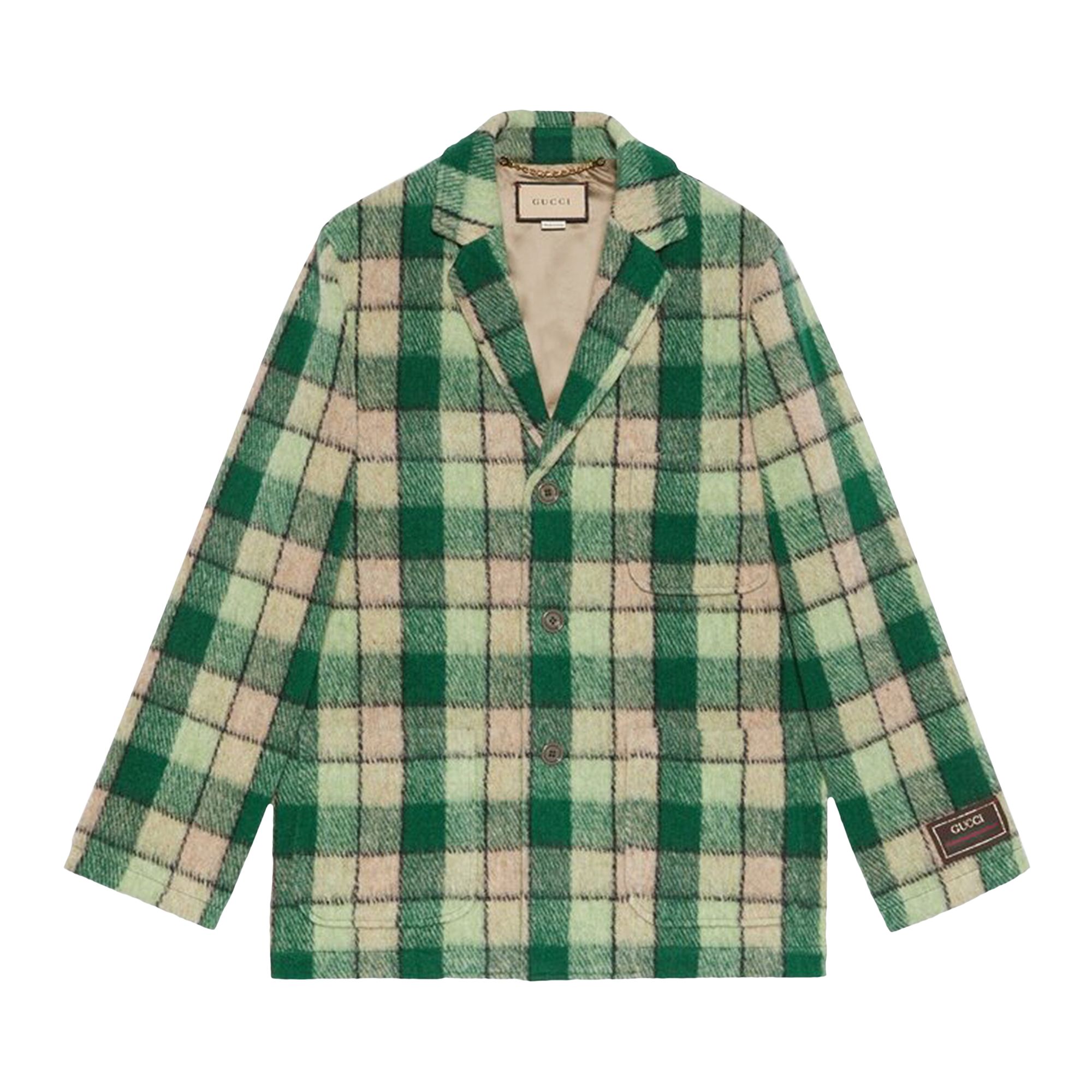 Pre-owned Gucci Macro Check Jacket 'beige/green' | Men's Size 44
