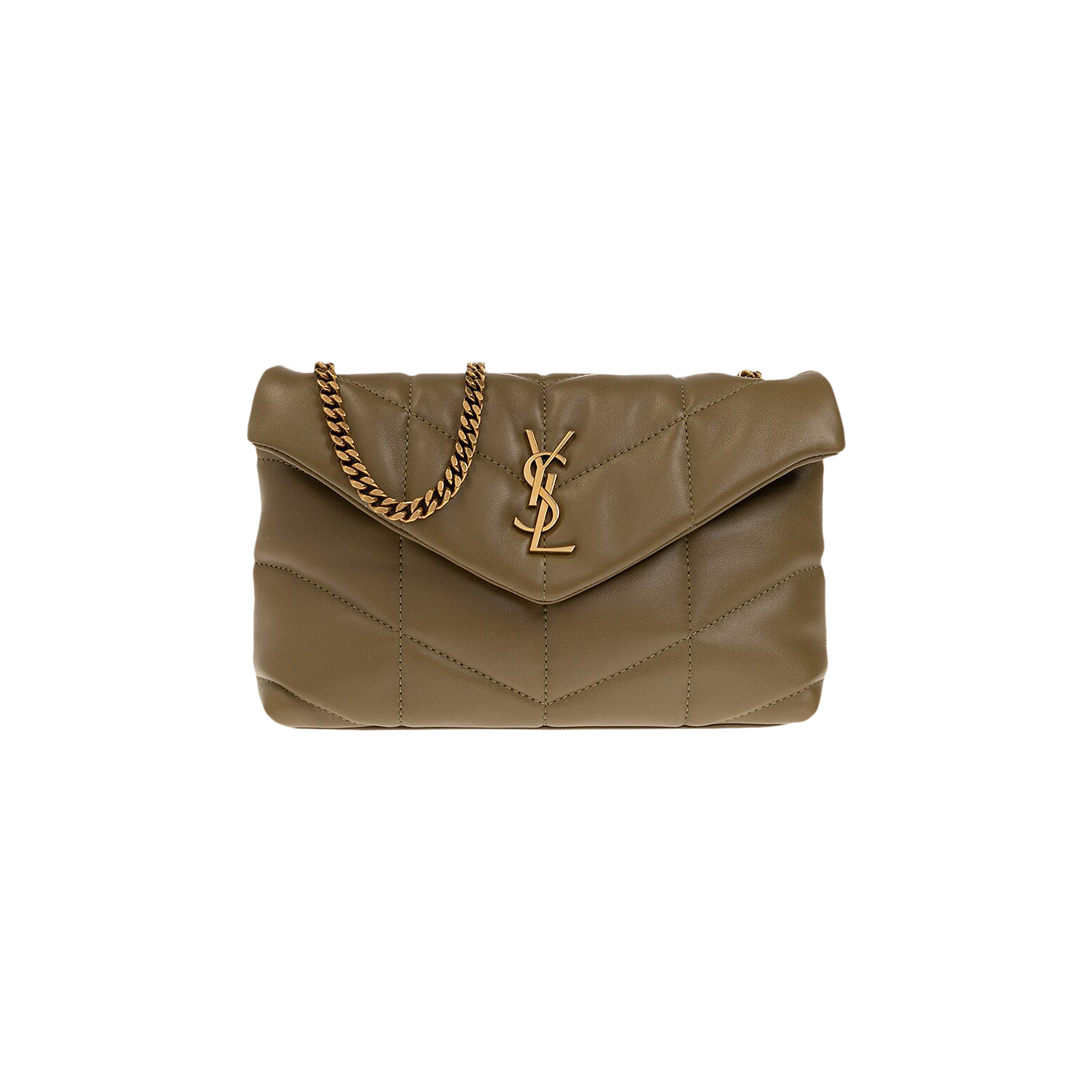 Pre-owned Saint Laurent Puffer Toy Bag In Quilted 'hazel Green'