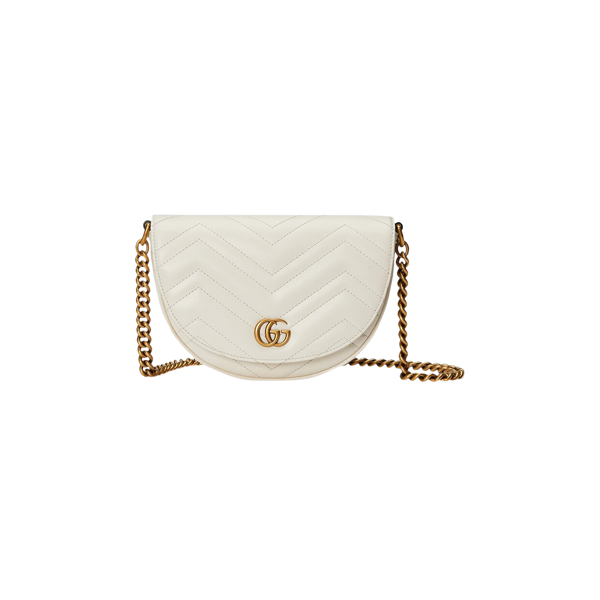 Pre-owned Gucci Gg Marmont Matelasse Chain Mini Bag 'mystic White'
