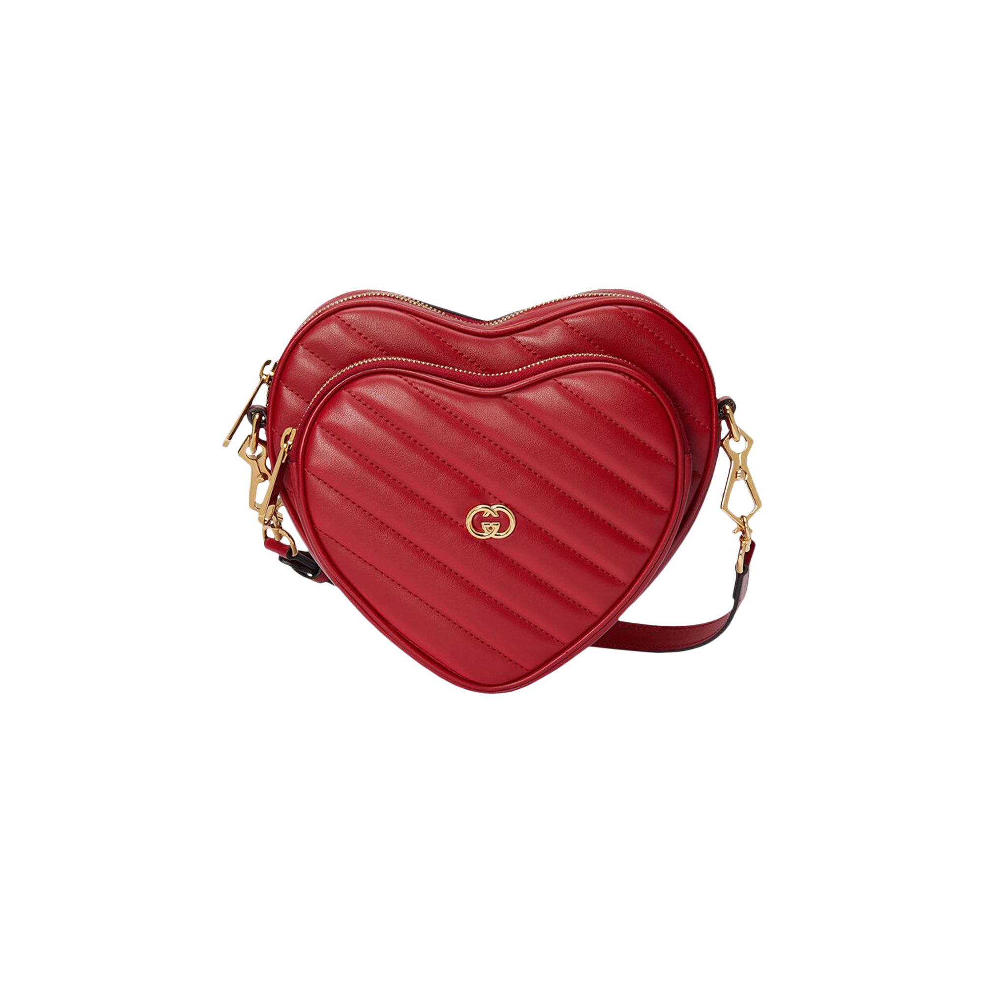 Pre-owned Gucci Interlocking G Mini Heart Shoulder Bag 'hibiscus Red'