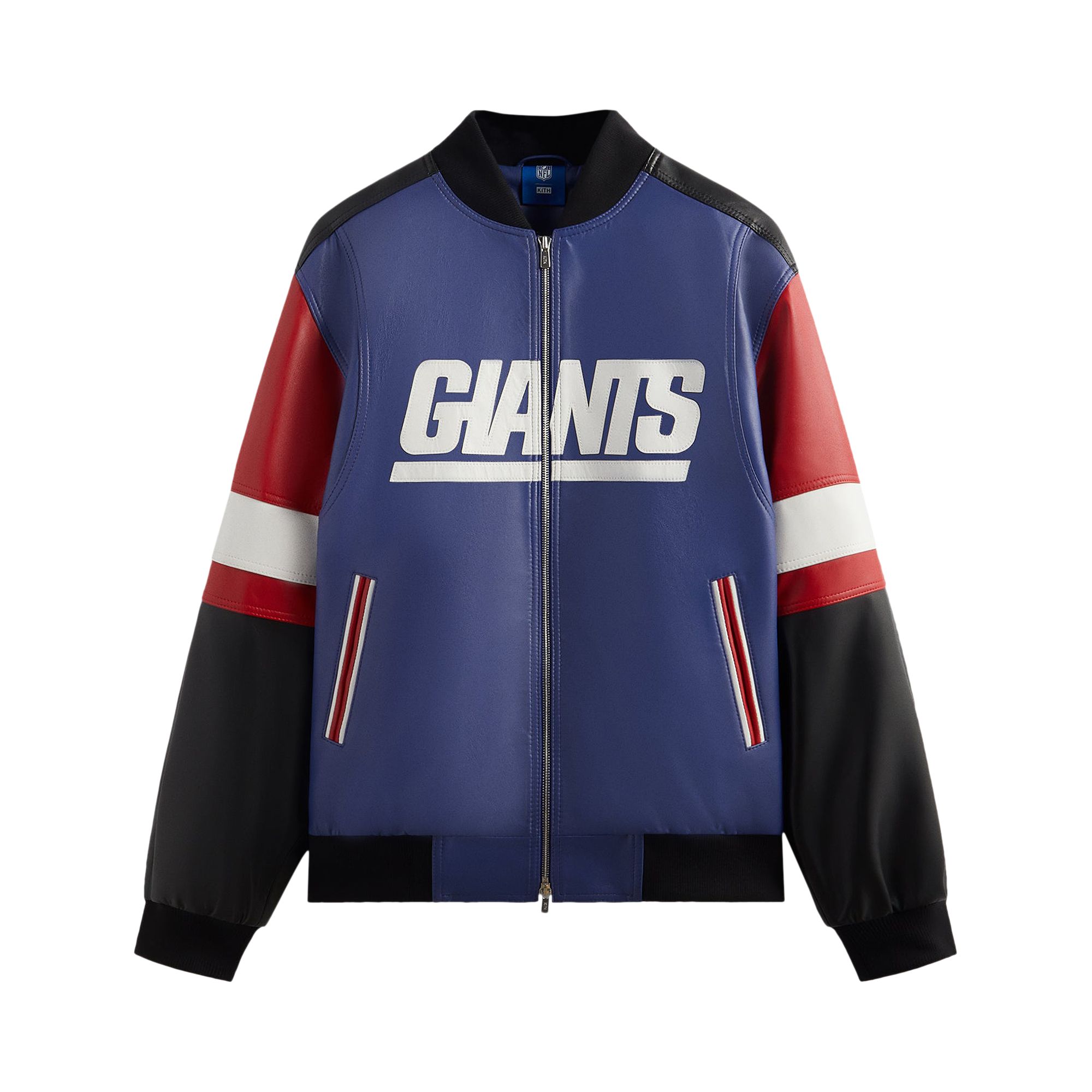 Pre-owned Kith For The Nfl: Giants Leather Jacket 'current' | Multi-color | Men's Size L