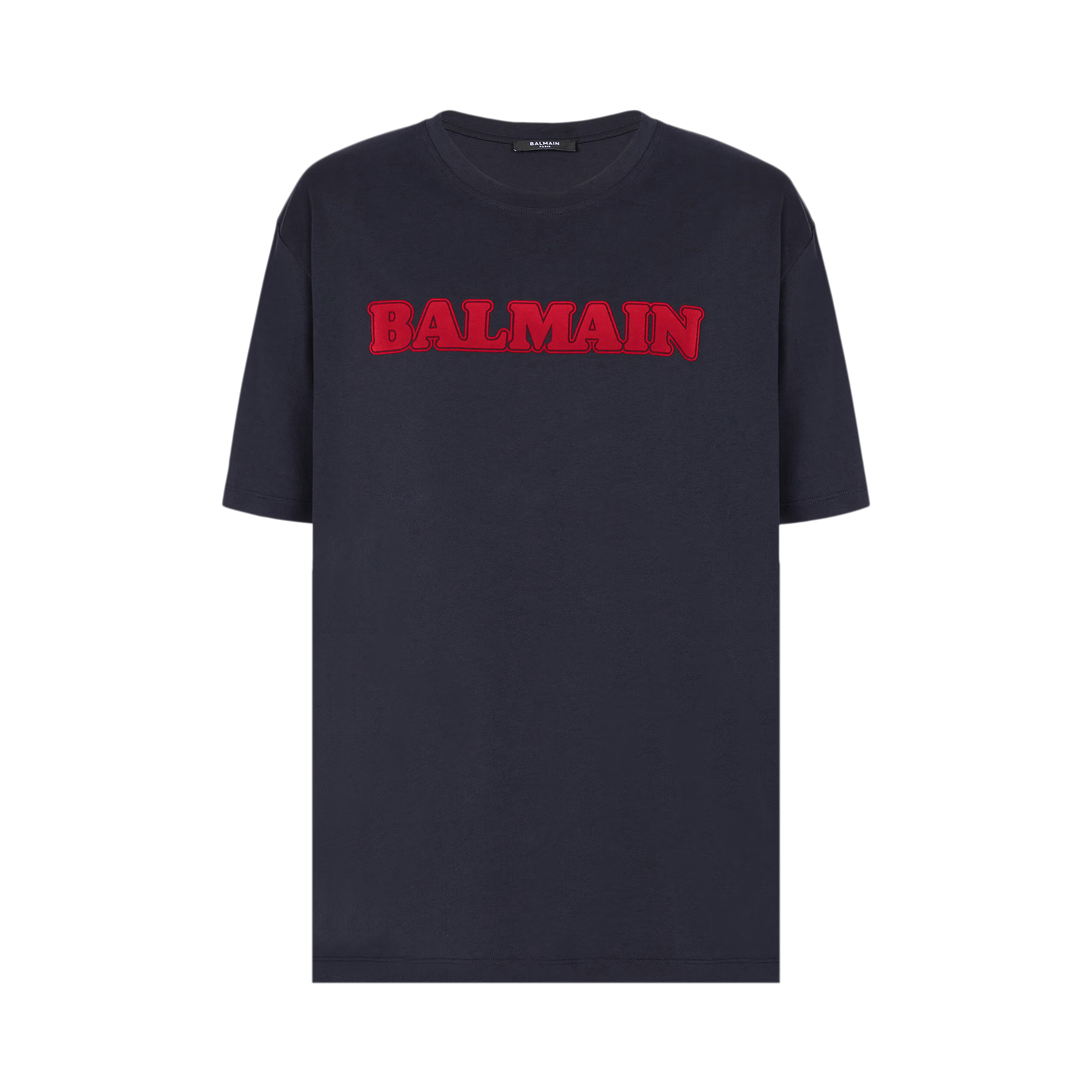 Pre-owned Balmain Retro Flock T-shirt 'marine/rouge' In Blue