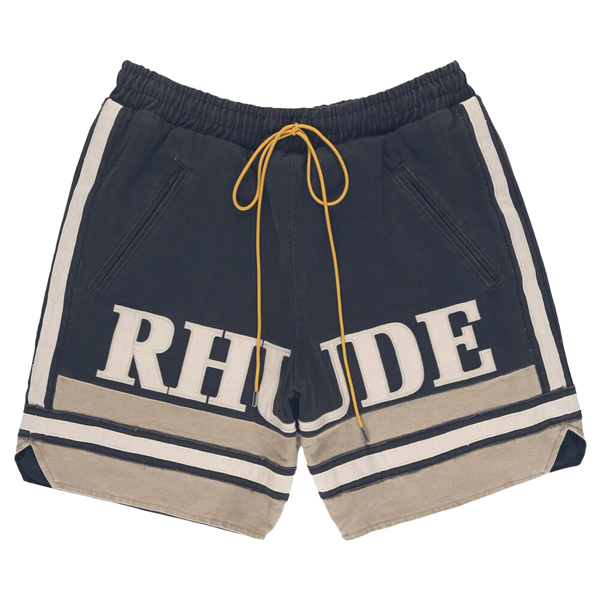 Pre-owned Rhude Embroidered Logo Short 'black/khaki' In Multi-color