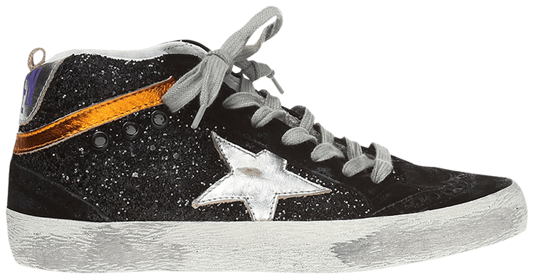 Golden goose mid discount star black glitter