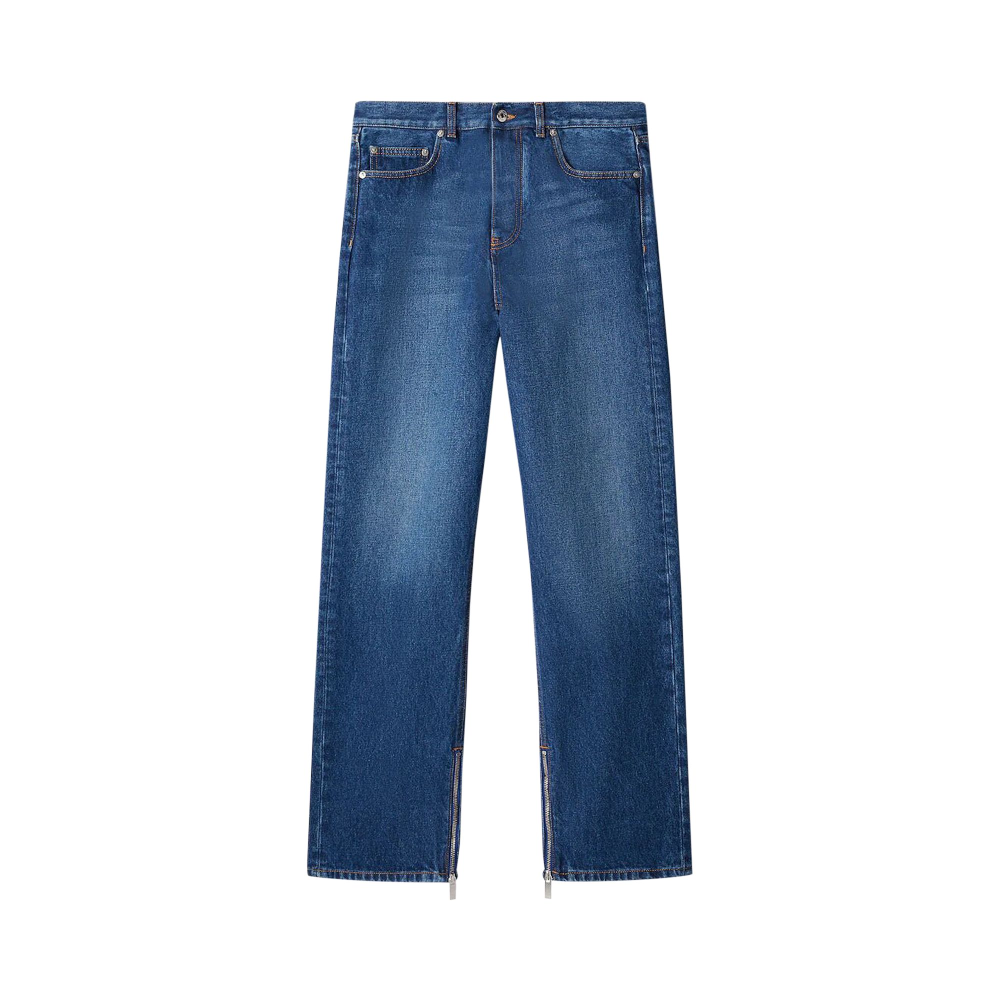 Off-White Arrow Tab Zip Detail Skate Jeans 'Medium Blue' | Men's Size 33