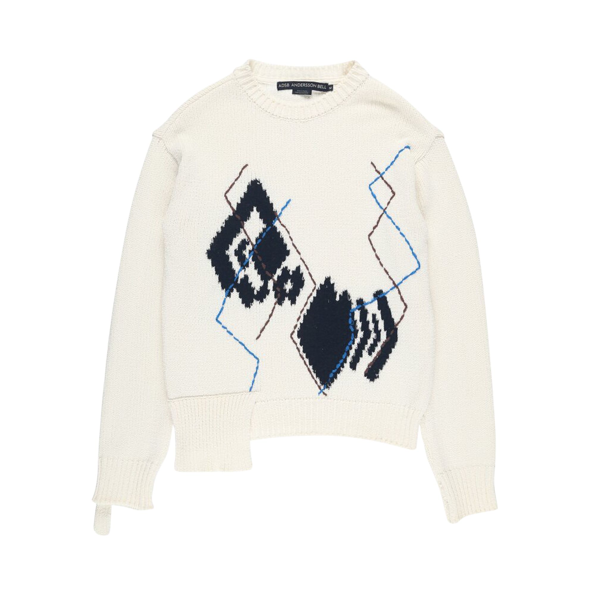 Pre-owned Andersson Bell Argyle Crewneck Sweater 'ecru' | Cream | Men's Size M In White