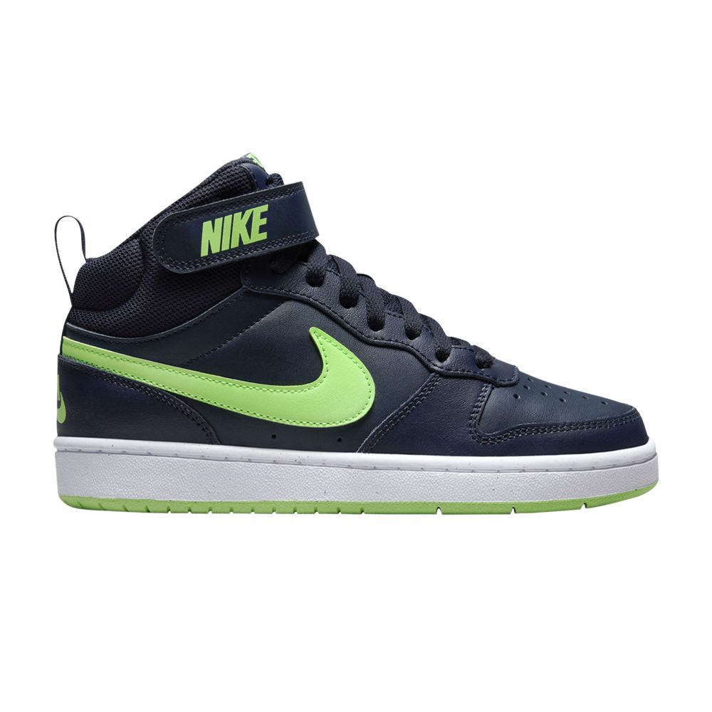 Pre-owned Nike Court Borough Mid 2 Gs 'dark Obsidian Lime Blast' | Blue | Kid's Size 5