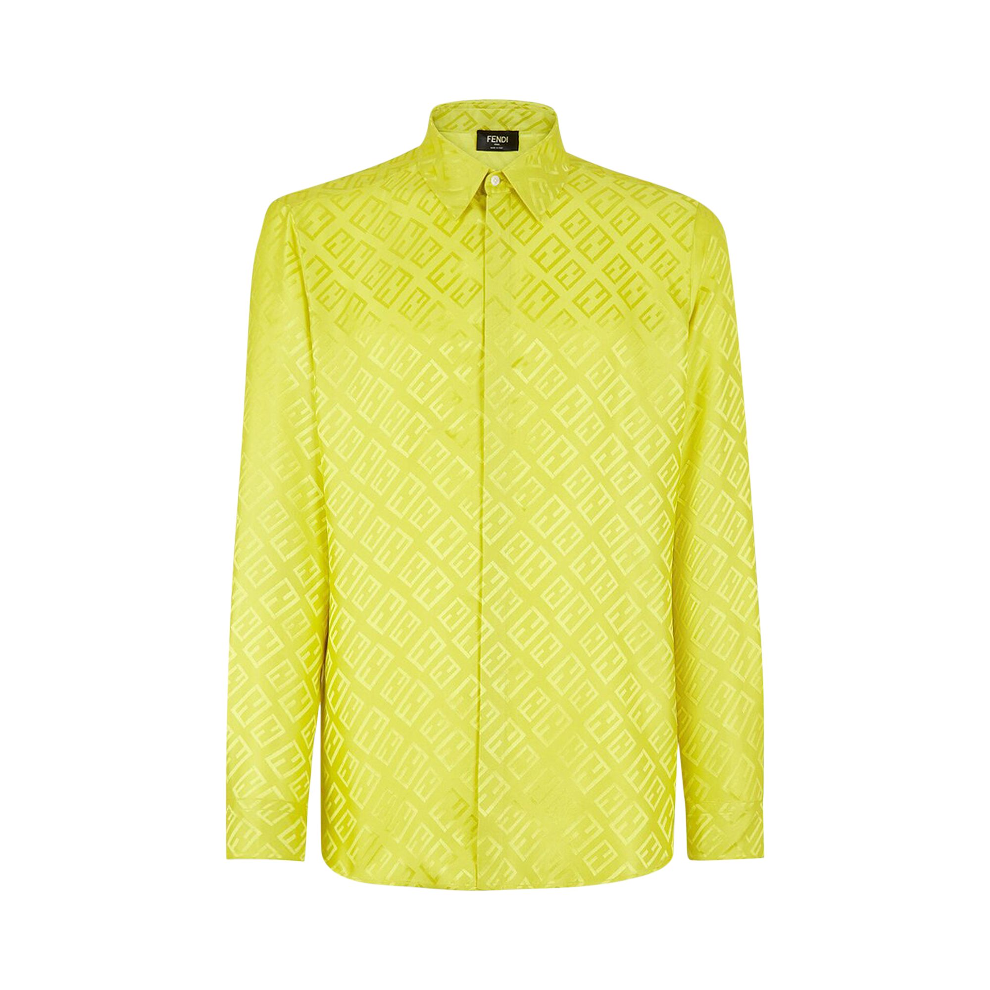 Pre-owned Fendi Tonal Ff All Over Shirt 'acide Green' | Men's Size 42