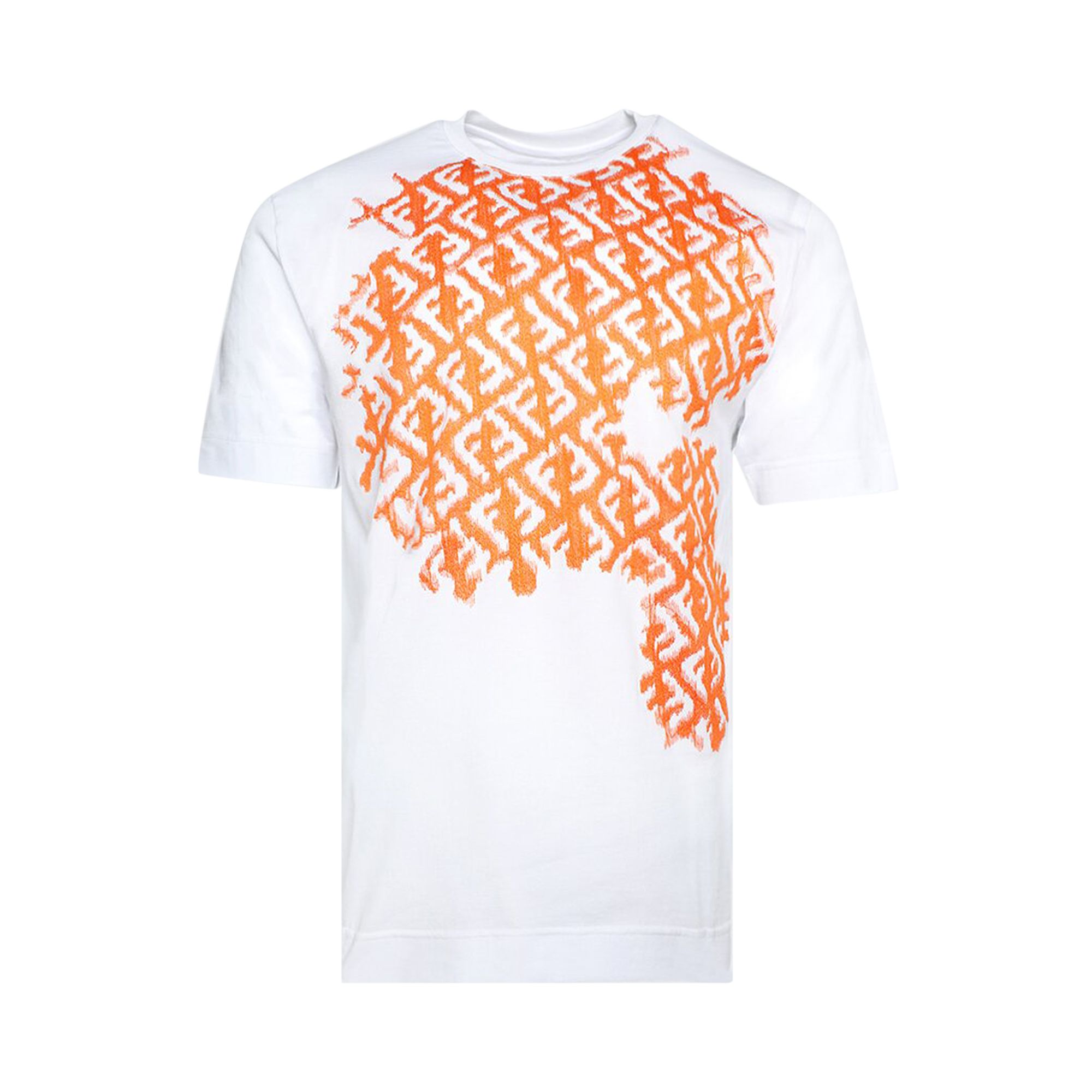Pre-owned Fendi Ff Embroidered T-shirt 'natural/papaya Orange'