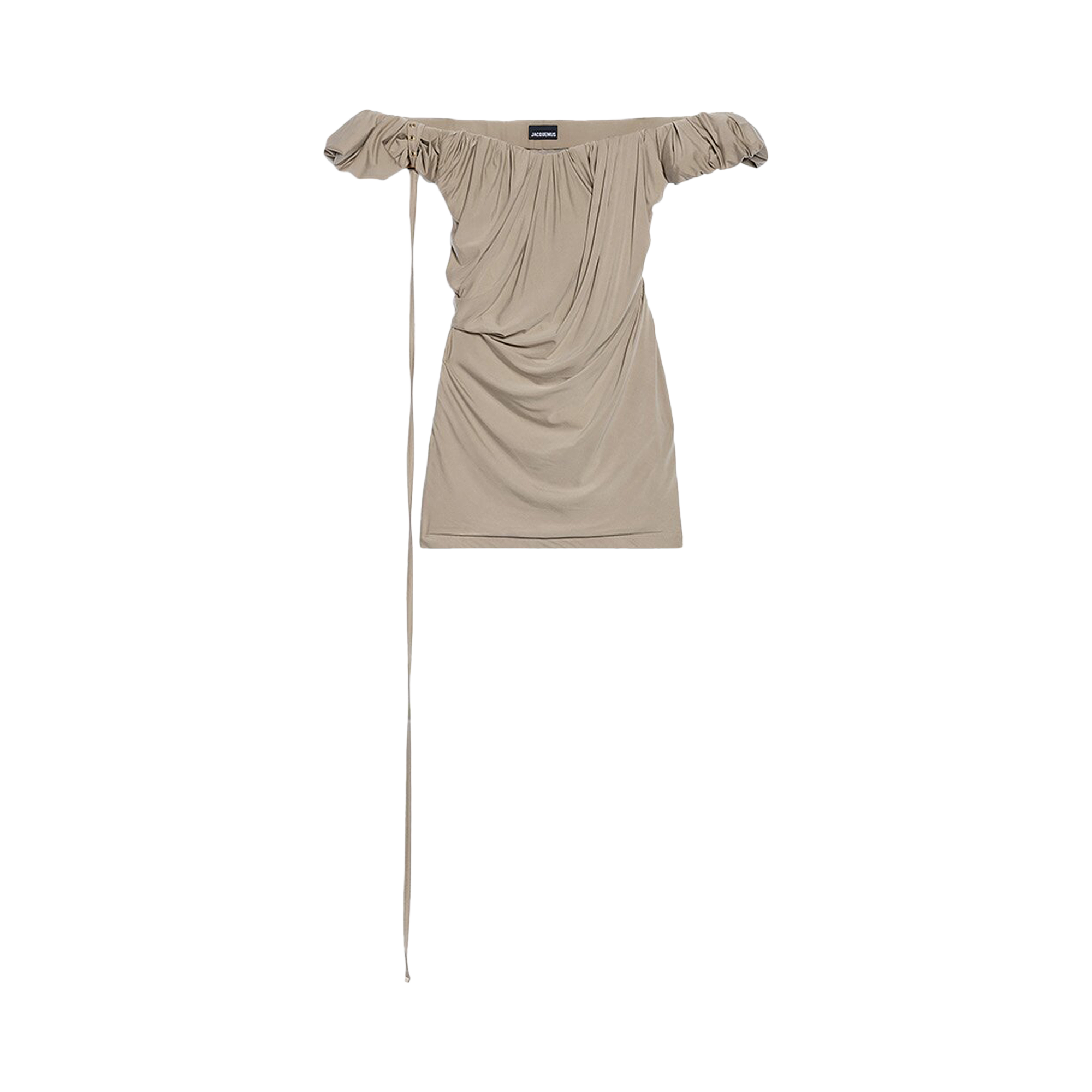 Pre-owned Jacquemus La Robe Ciceri Off Shoulder Dress 'light Khaki' In Grey