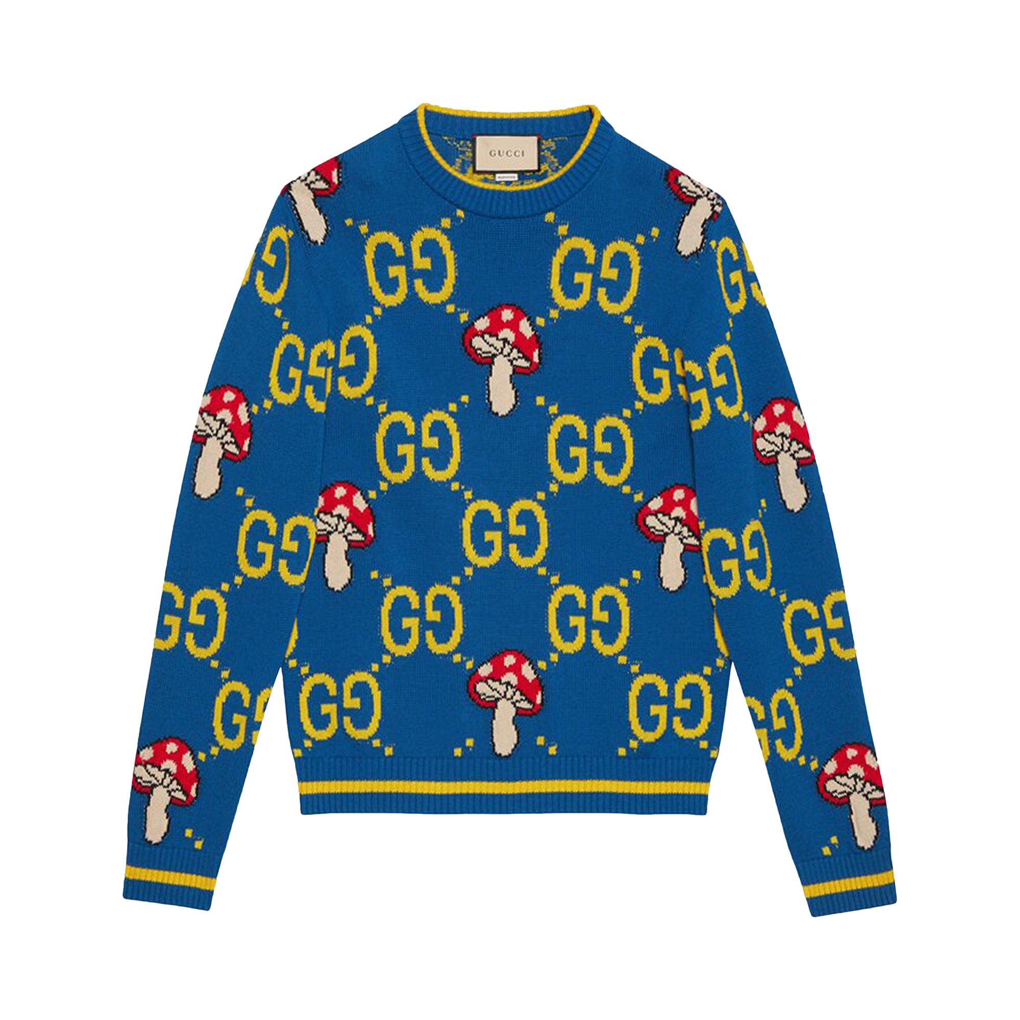 Pre-owned Gucci Gg Wool Sweater 'bluette/multicolor' | Men's Size M