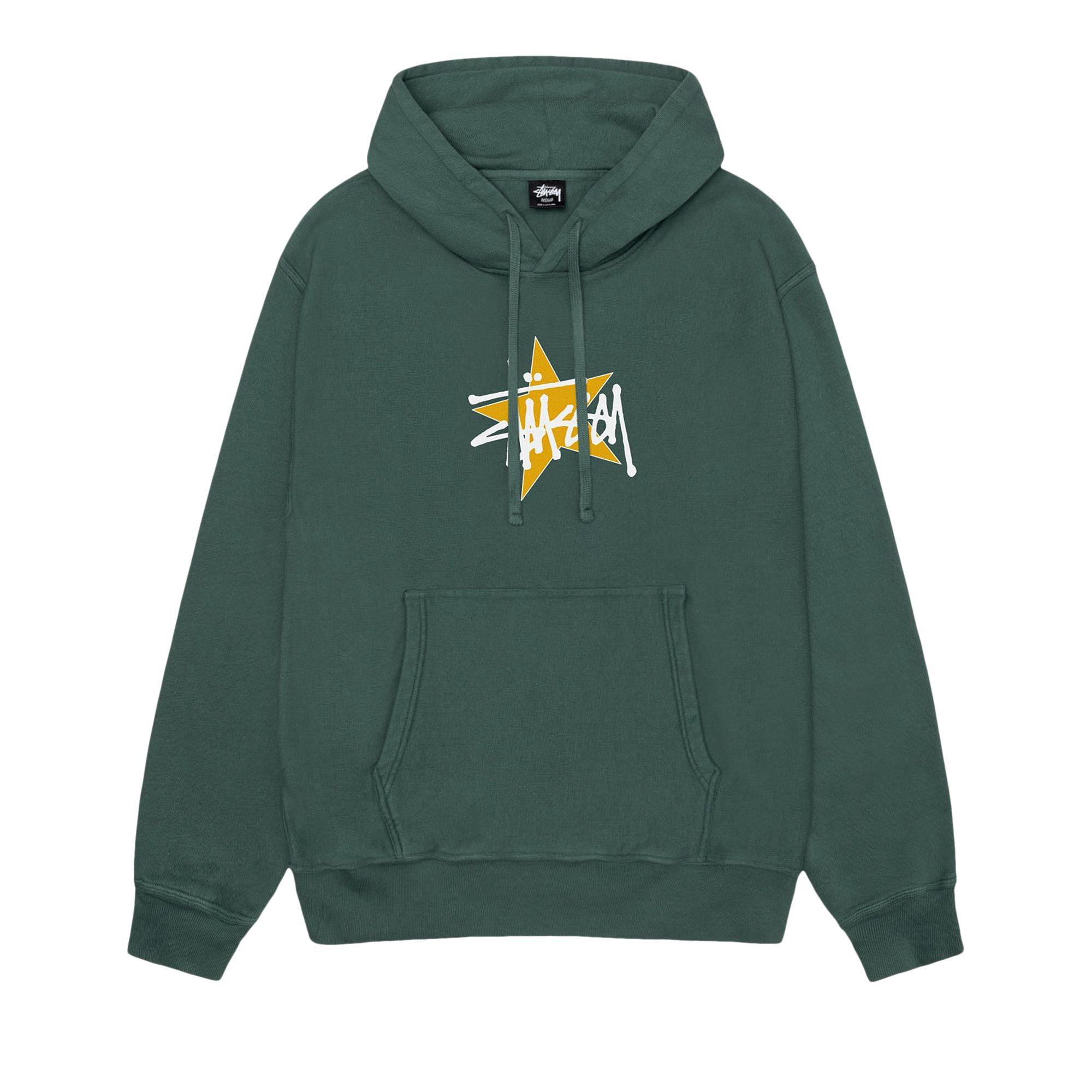 Pre-owned Stussy Star Hoodie Pigment Dyed 'forest' | Green | Men's Size Xl