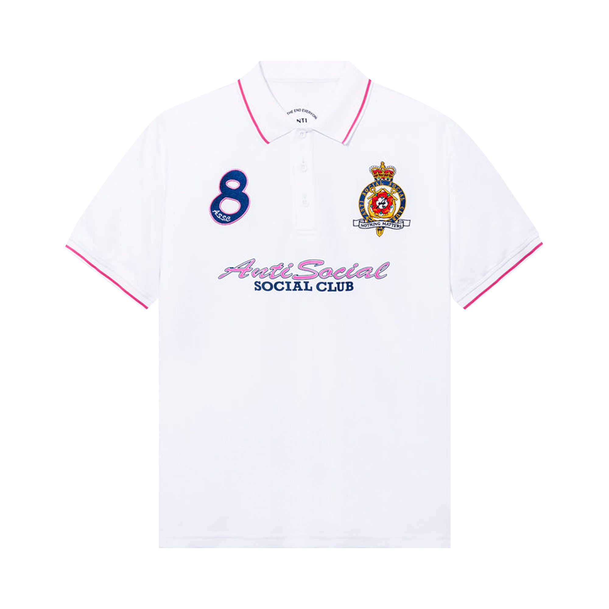 Pre-owned Anti Social Social Club Monegasque Polo Shirt 'white' | Men's Size L