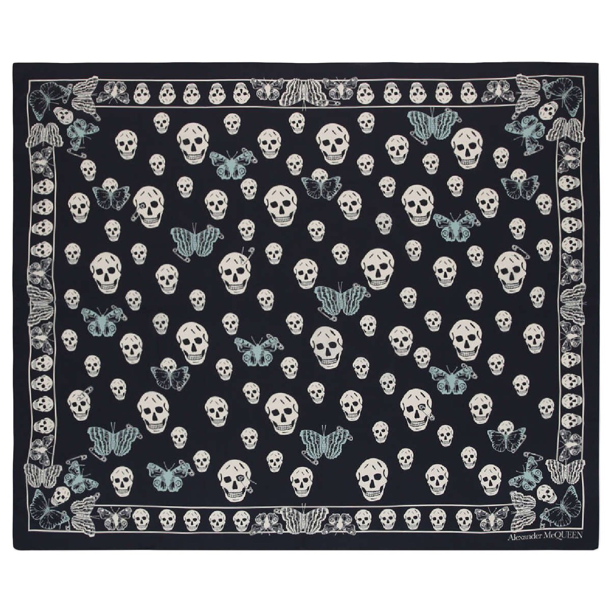 Click to view more detailed imagery on our partner's website Pre-owned Alexander Mcqueen Classic Seasonal Butterfly Scarf 'blue'