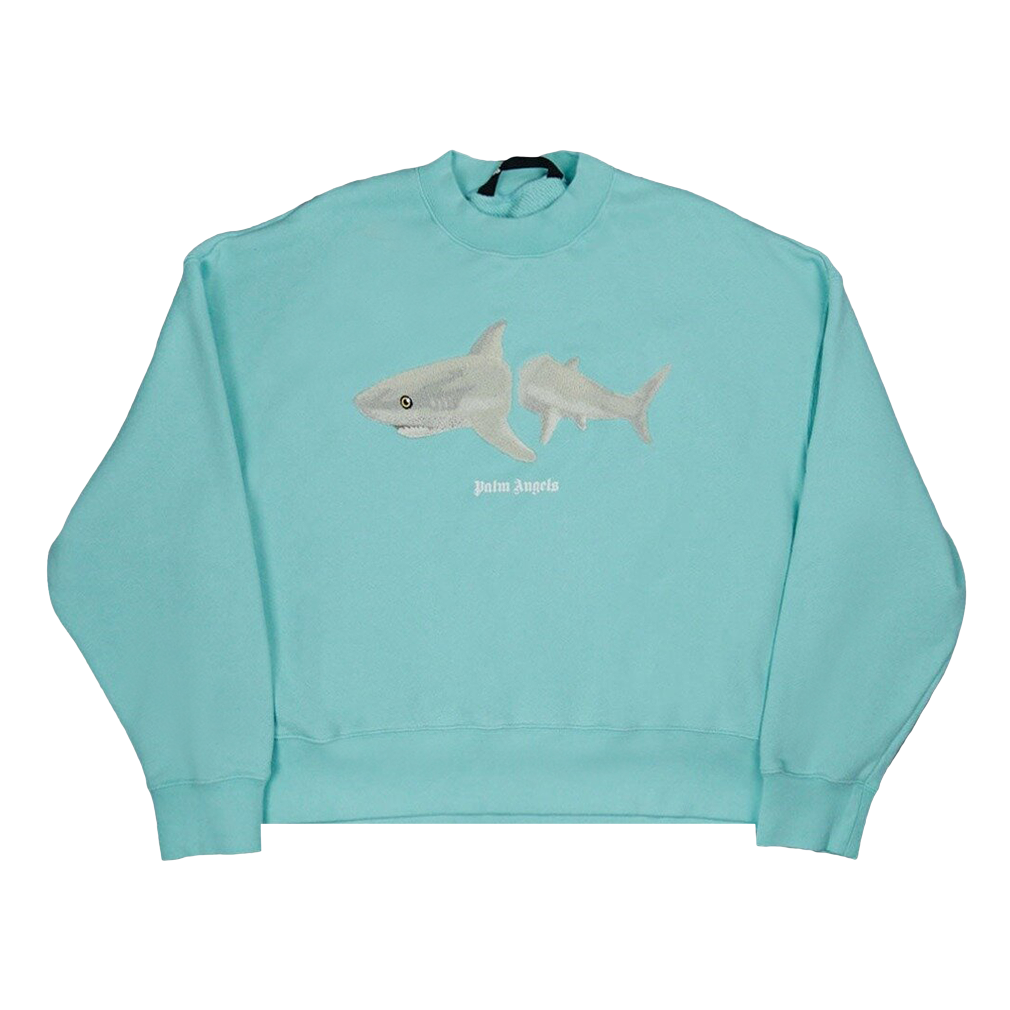 Pre-owned Palm Angels White Shark Crew 'light Blue'