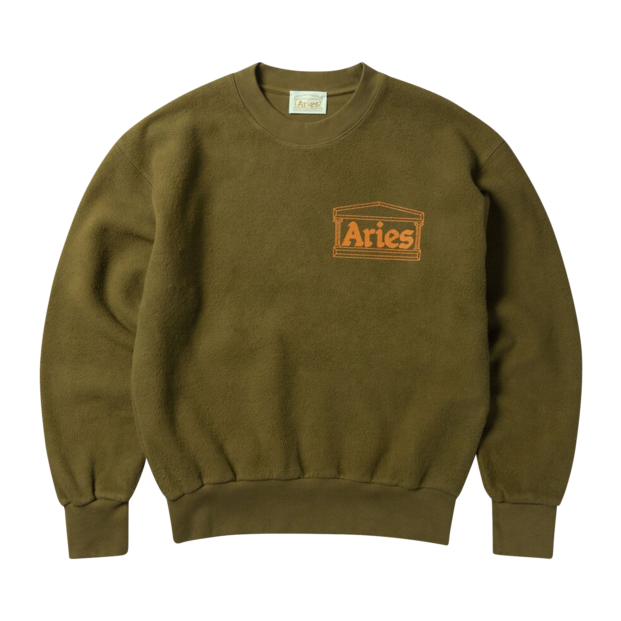Pre-owned Aries Reverse Fleece Temple Sweat 'olive' In Green