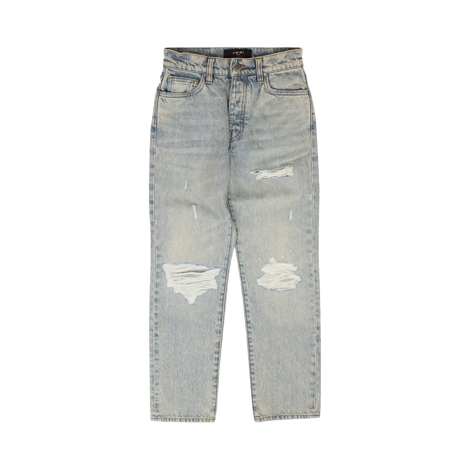 Pre-owned Amiri Cropped Straight Thrasher Jeans 'blue'
