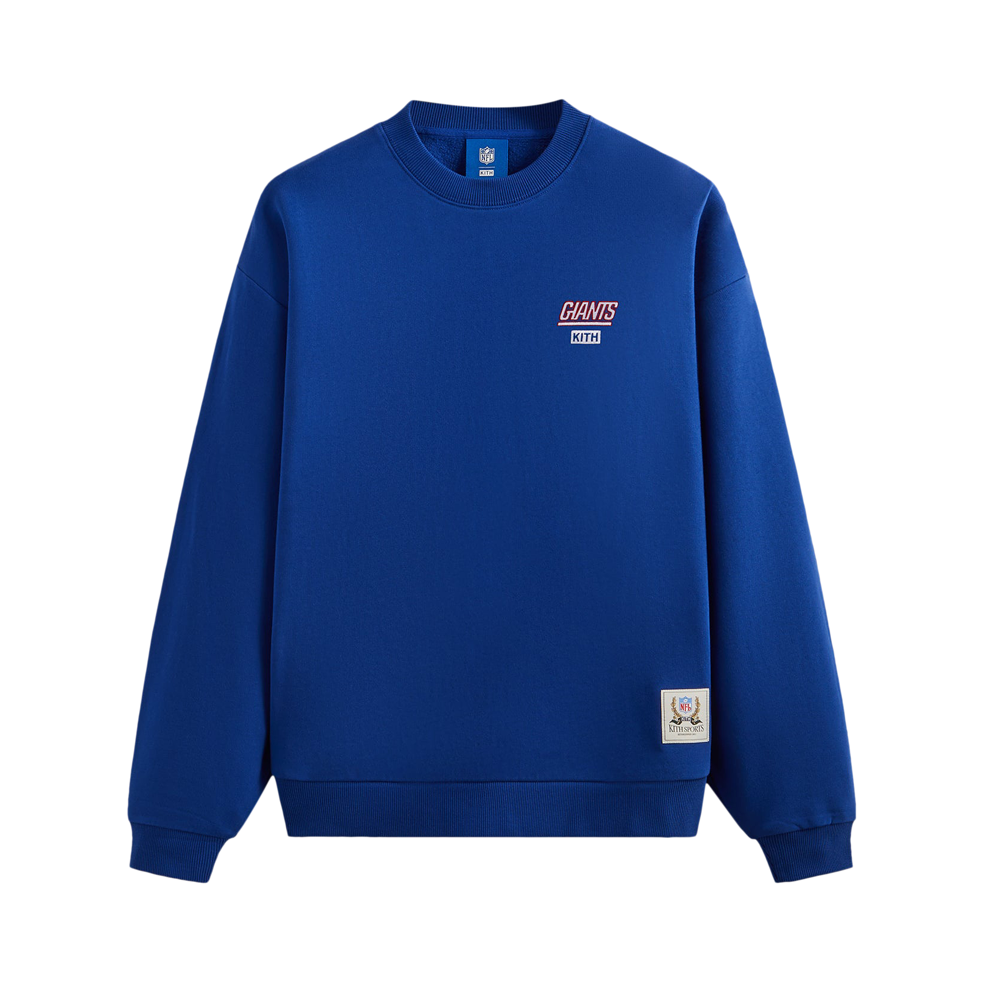 Pre-owned Kith For The Nfl: Giants Helmet Nelson Vintage Crewneck 'current' In Blue