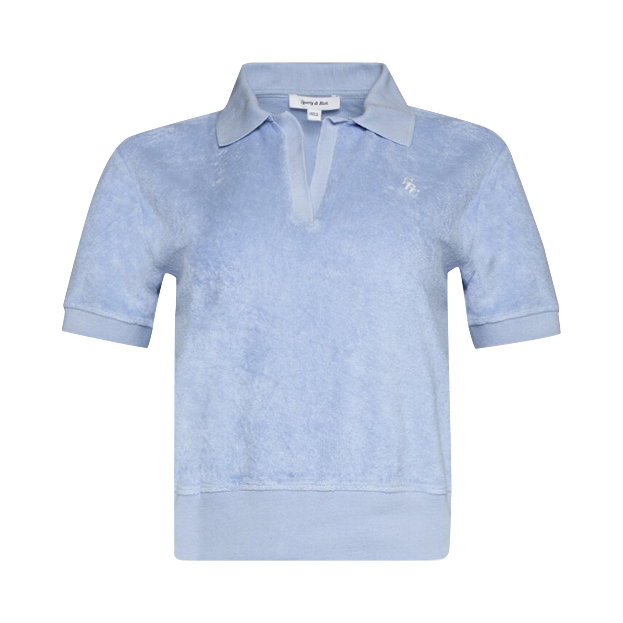 Pre-owned Sporty And Rich Sporty & Rich Short-sleeve Terry Polo 'washed Hydrangea/white'