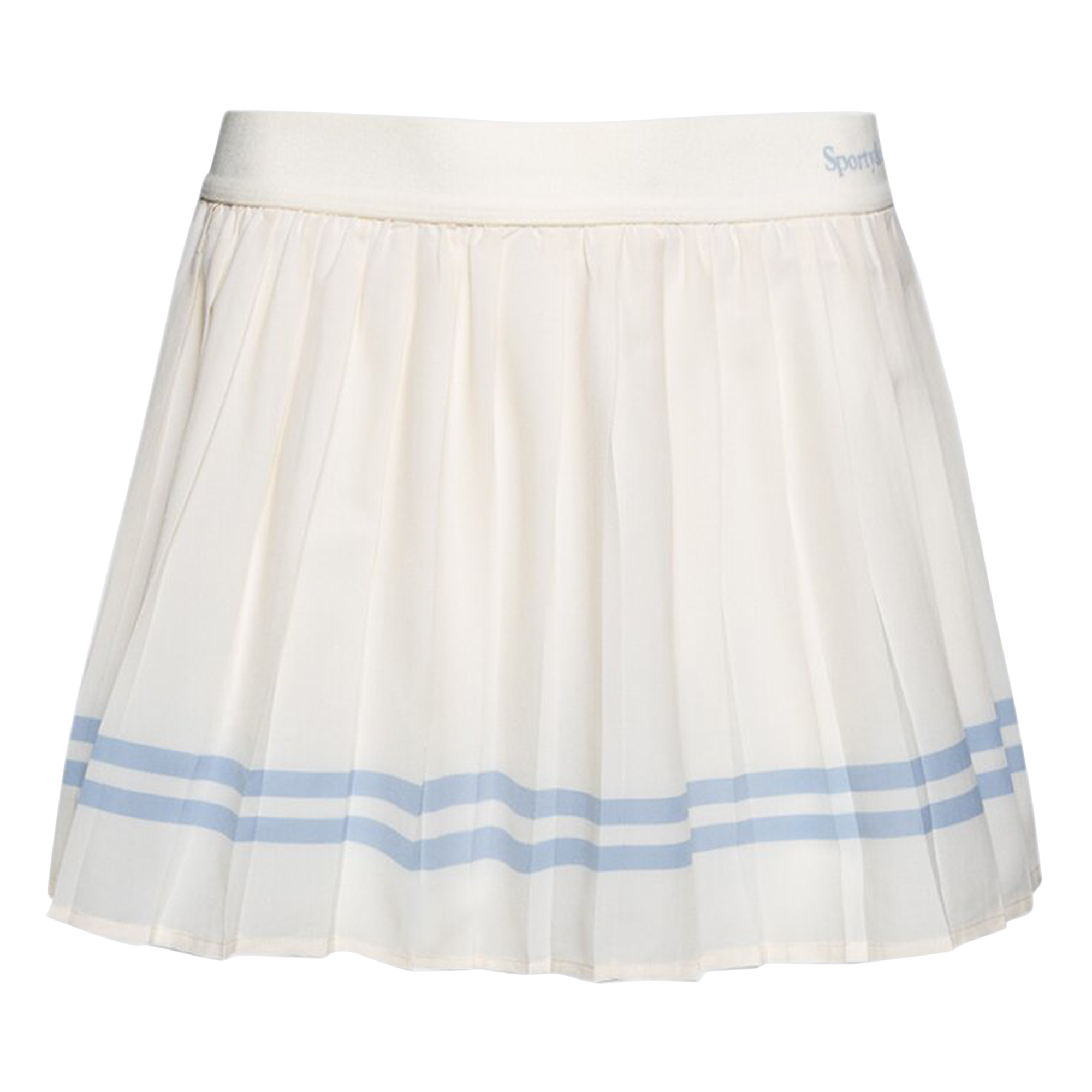 Pre-owned Sporty And Rich Sporty & Rich Serif Logo Pleated Skirt 'milk/washed Hydrangea' In White
