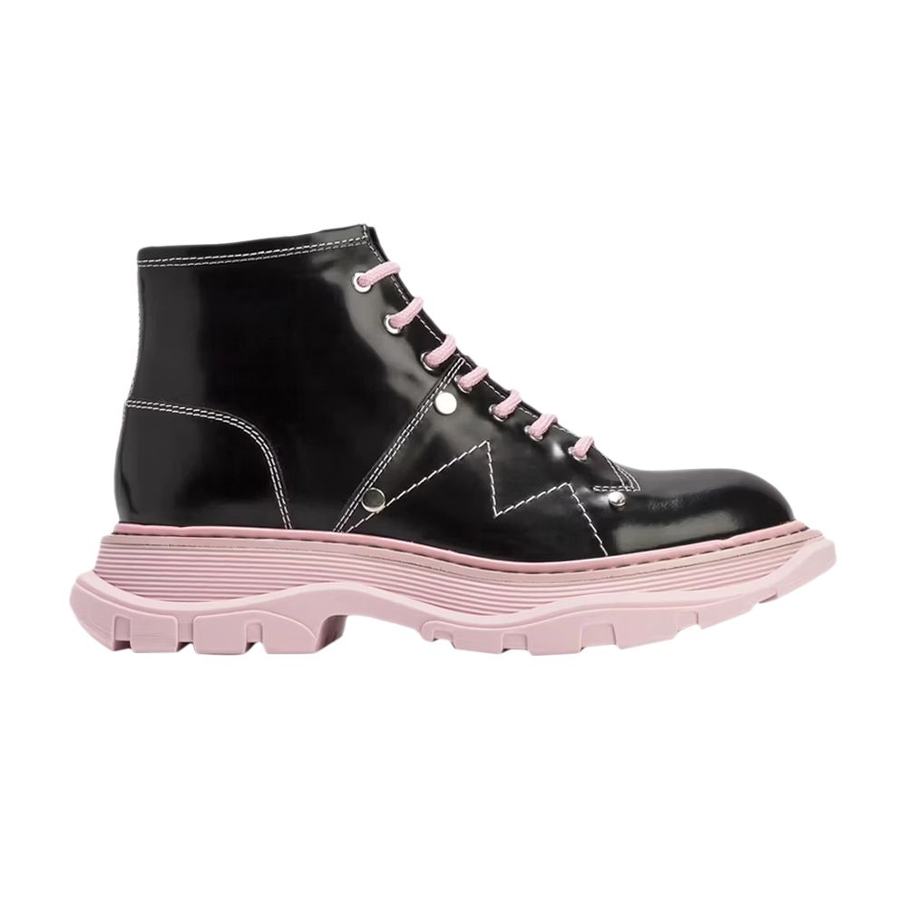 Pre-owned Alexander Mcqueen Wmns Tread Slick Lace Up Boot 'black Pink' | Women's Size 35