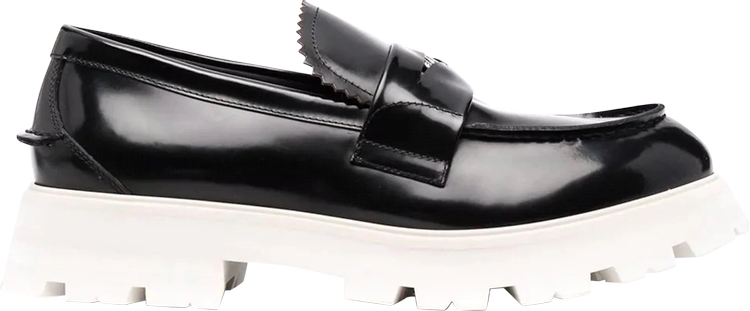 Alexander McQueen Contrast Sole Leather Penny Loafers 'Black White'