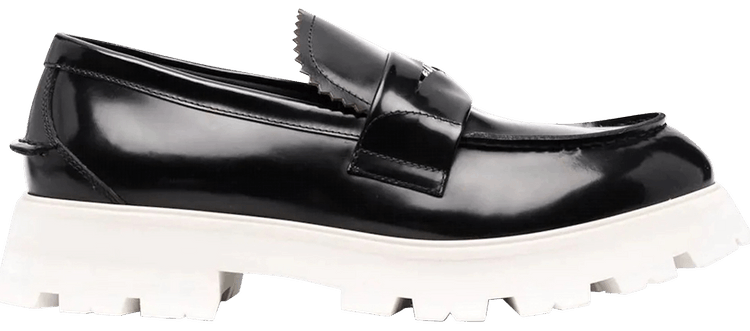 Alexander McQueen Contrast Sole Leather Penny Loafers 'Black White'