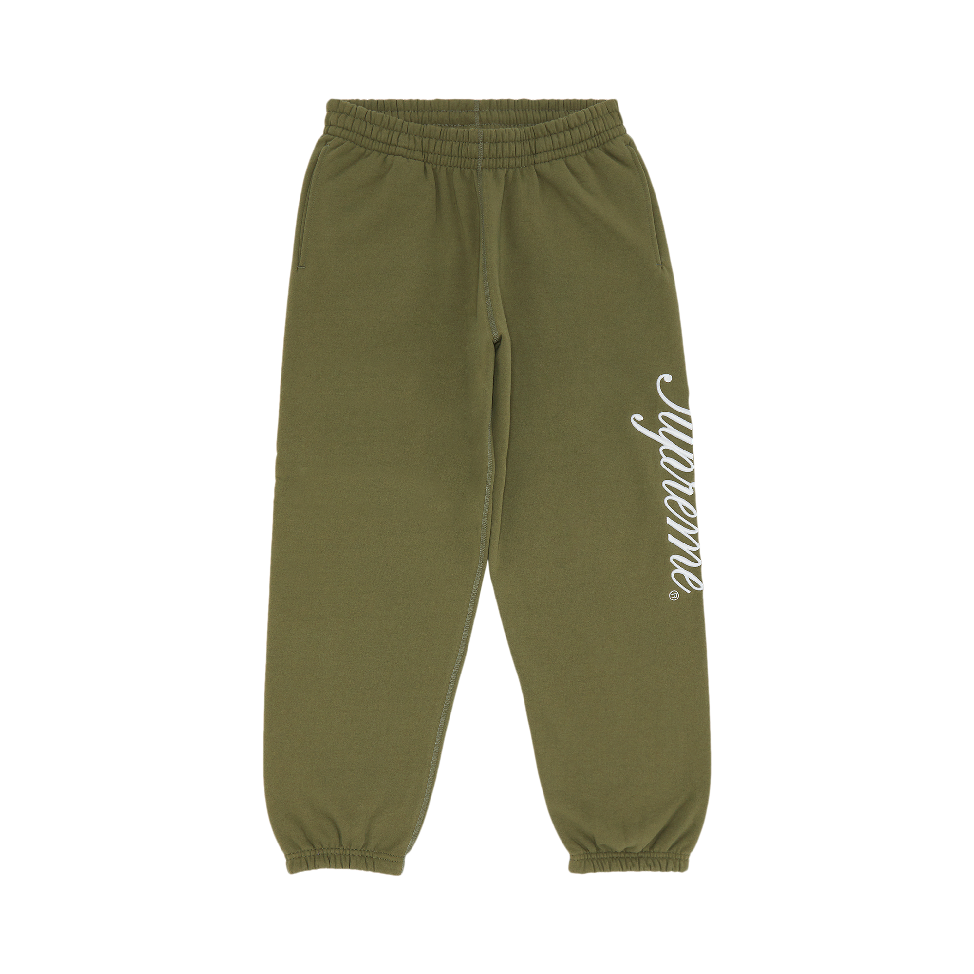Pre-owned Supreme Raised Script Sweatpant 'light Olive' In Green