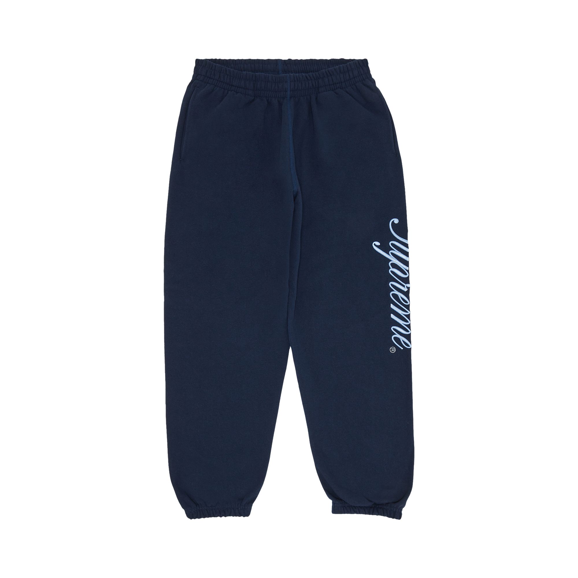 Pre-owned Supreme Raised Script Sweatpant 'navy' | Blue | Men's Size L