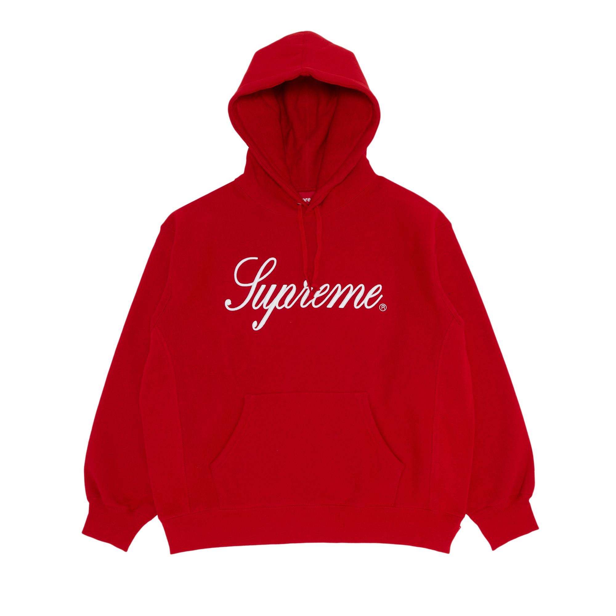 Pre-owned Supreme Raised Script Hooded Sweatshirt 'red'
