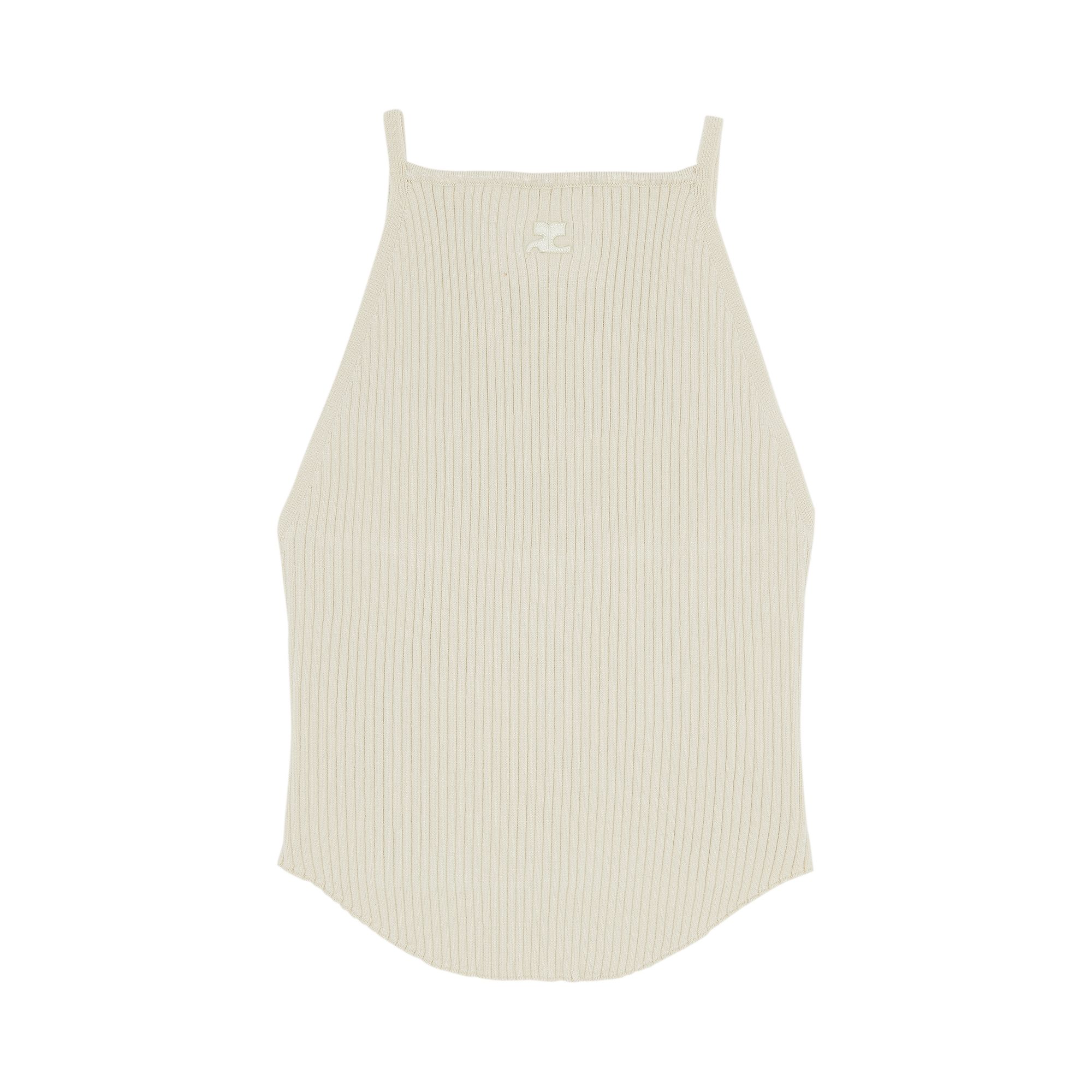 Pre-owned Courrèges Holistic Rib Knit Tank Top 'oat Meal' | Cream | Women's Size L