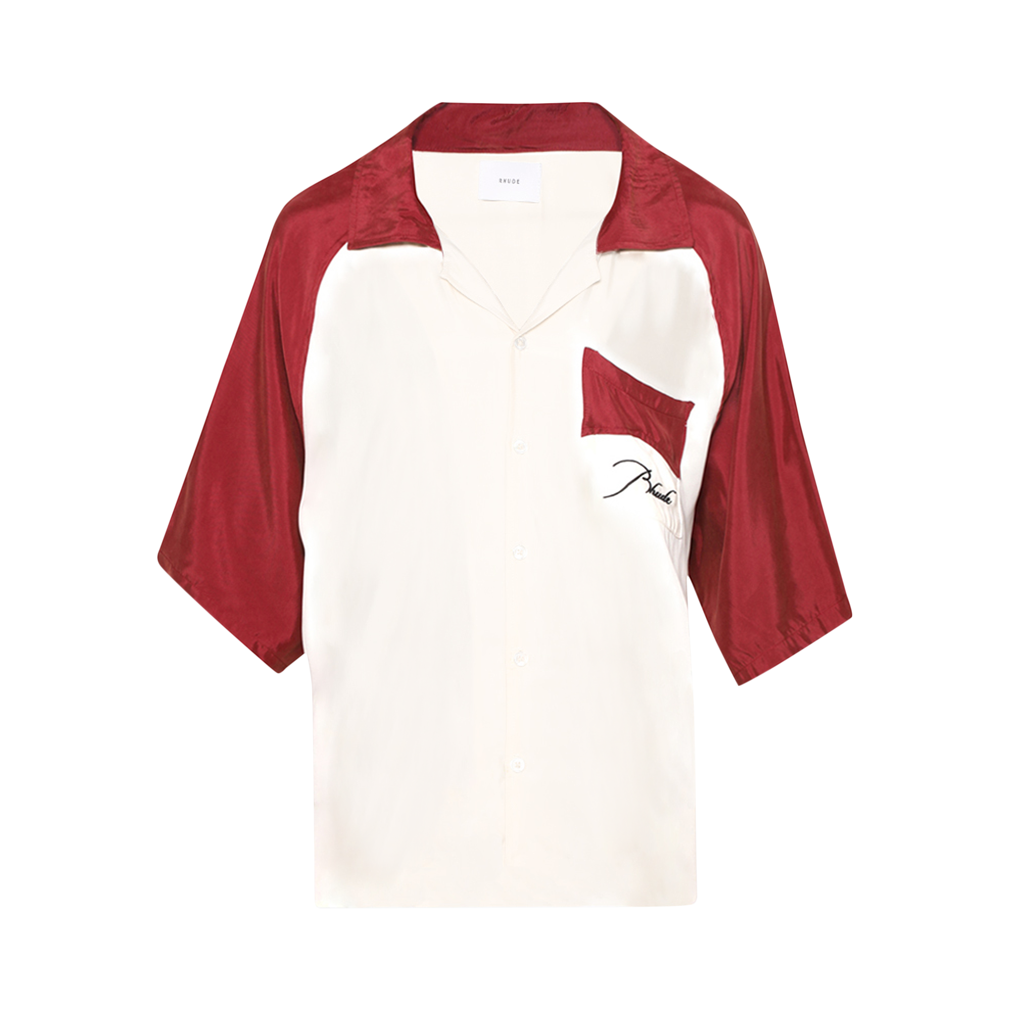 Pre-owned Rhude Raglan Poplin Button Up 'maroon/creme' In Red