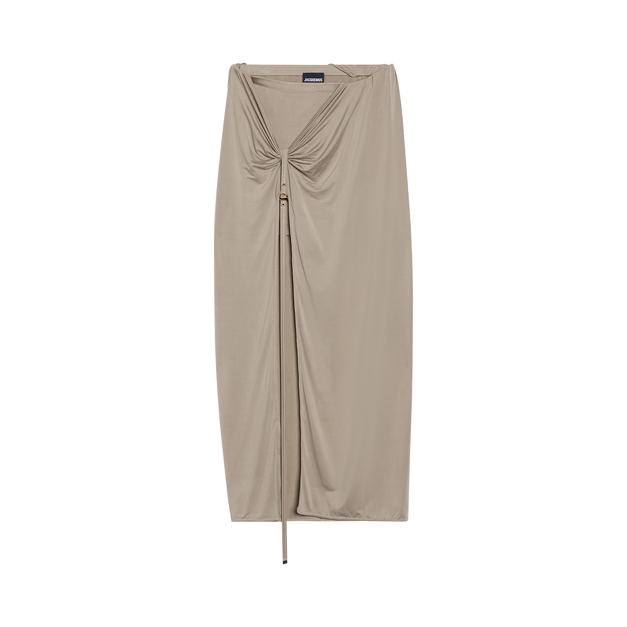 Pre-owned Jacquemus La Jupe Pareo Croissant Midi Skirt 'light Khaki' In Tan